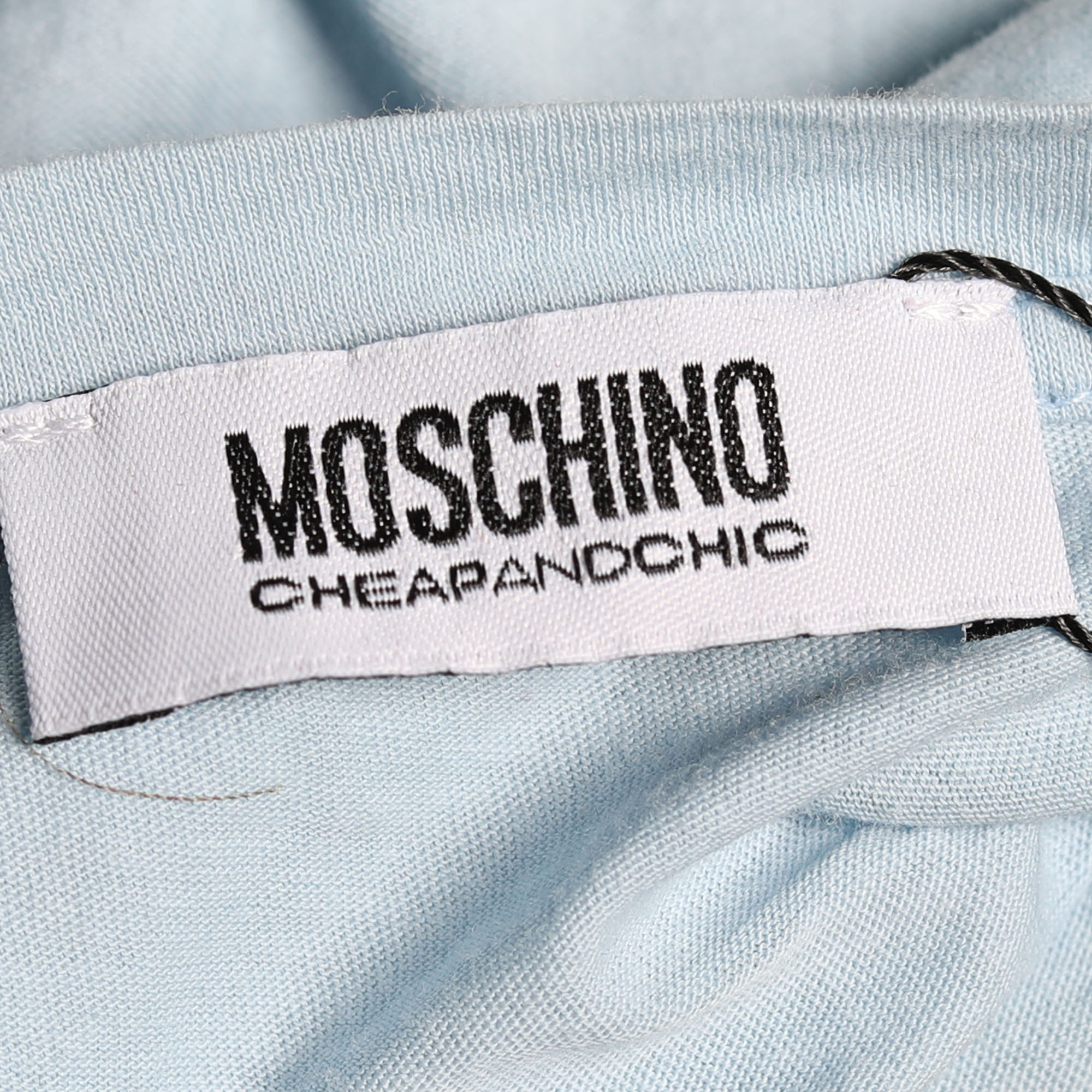 Moschino Cheap & Chic Blue Cotton & Printed Chiffon Paneled T-Shirt M