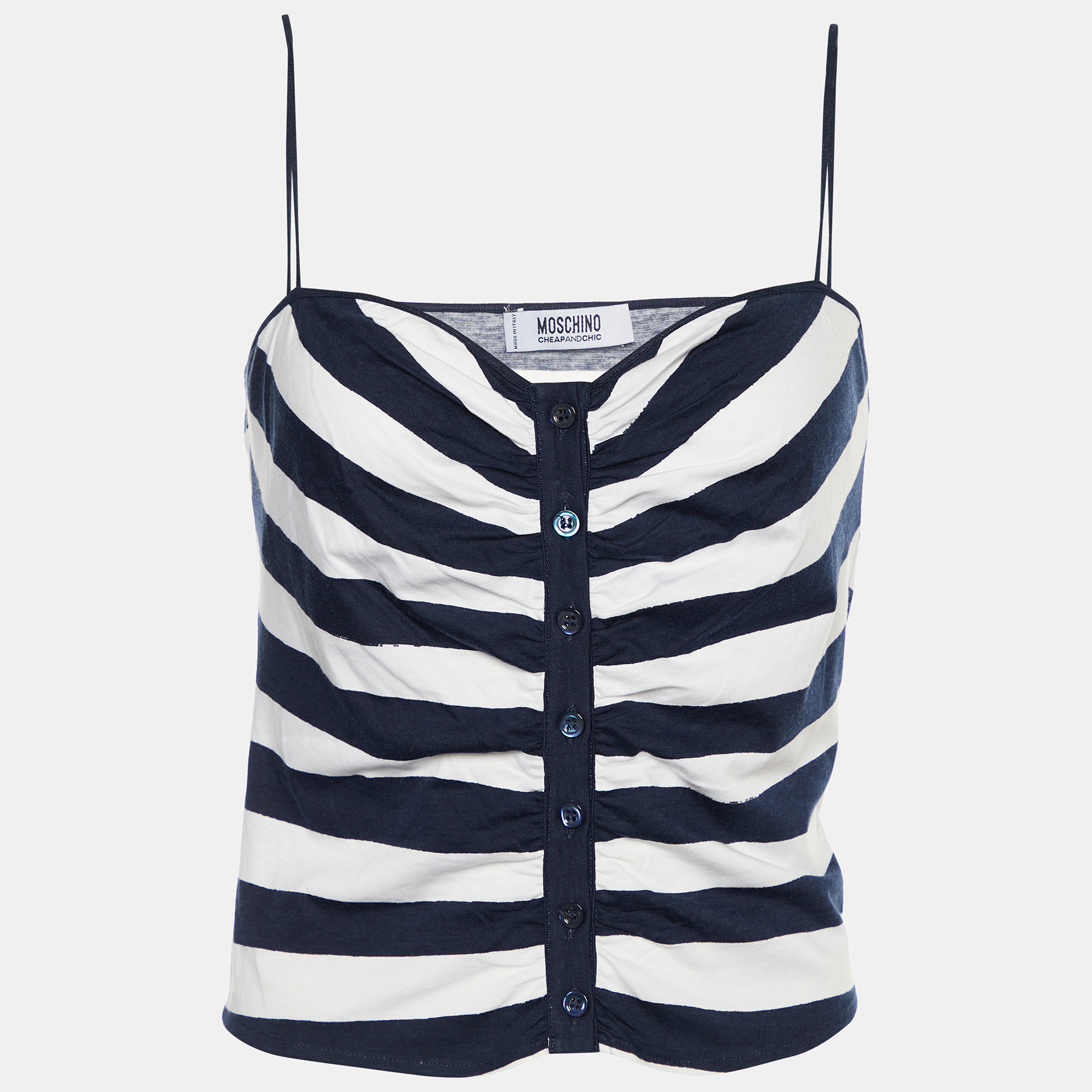 Moschino Cheap And Chic Blue Striped Cotton Tank Top M