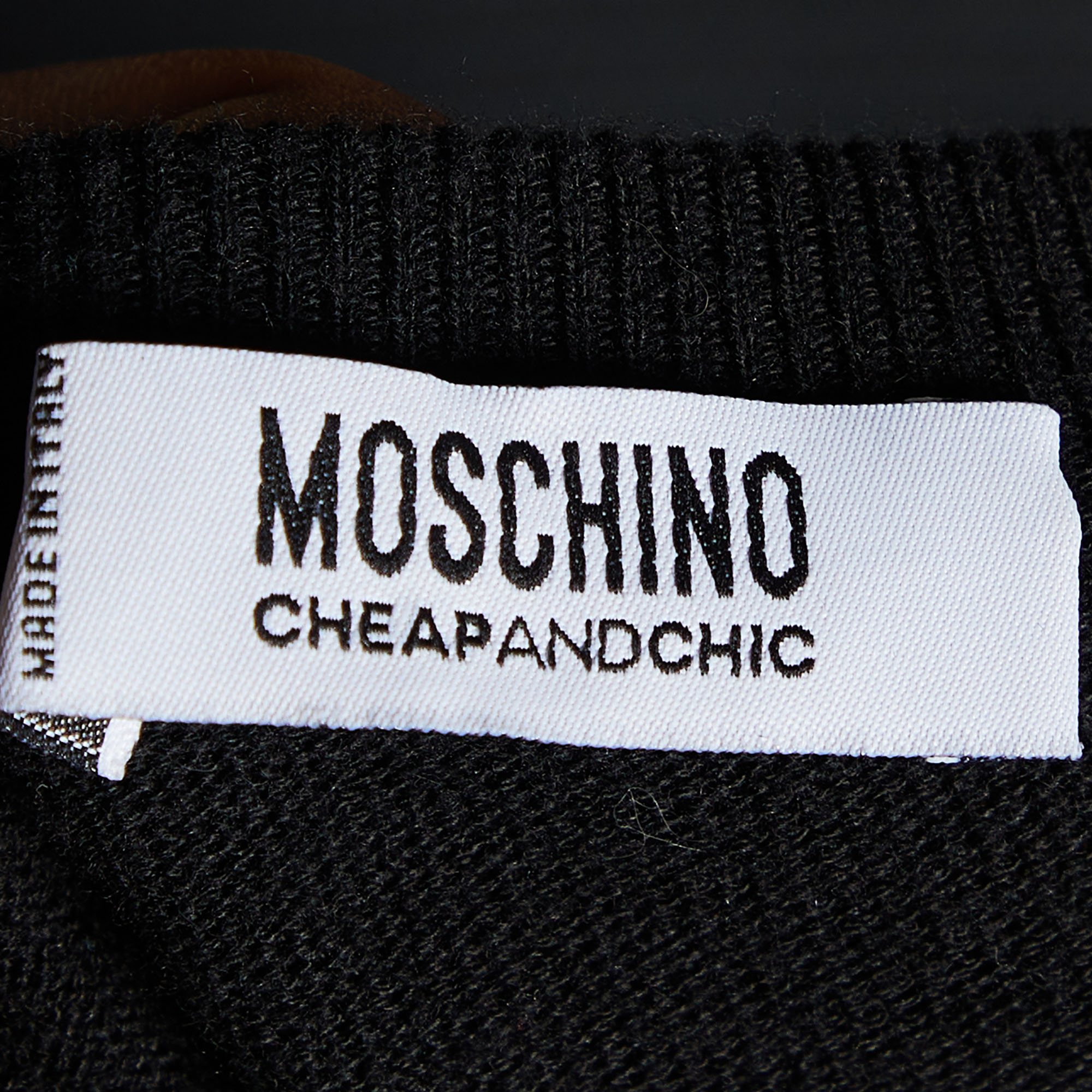 Moschino Cheap And Chic Black Knit Ruffle Pocket Sweater L