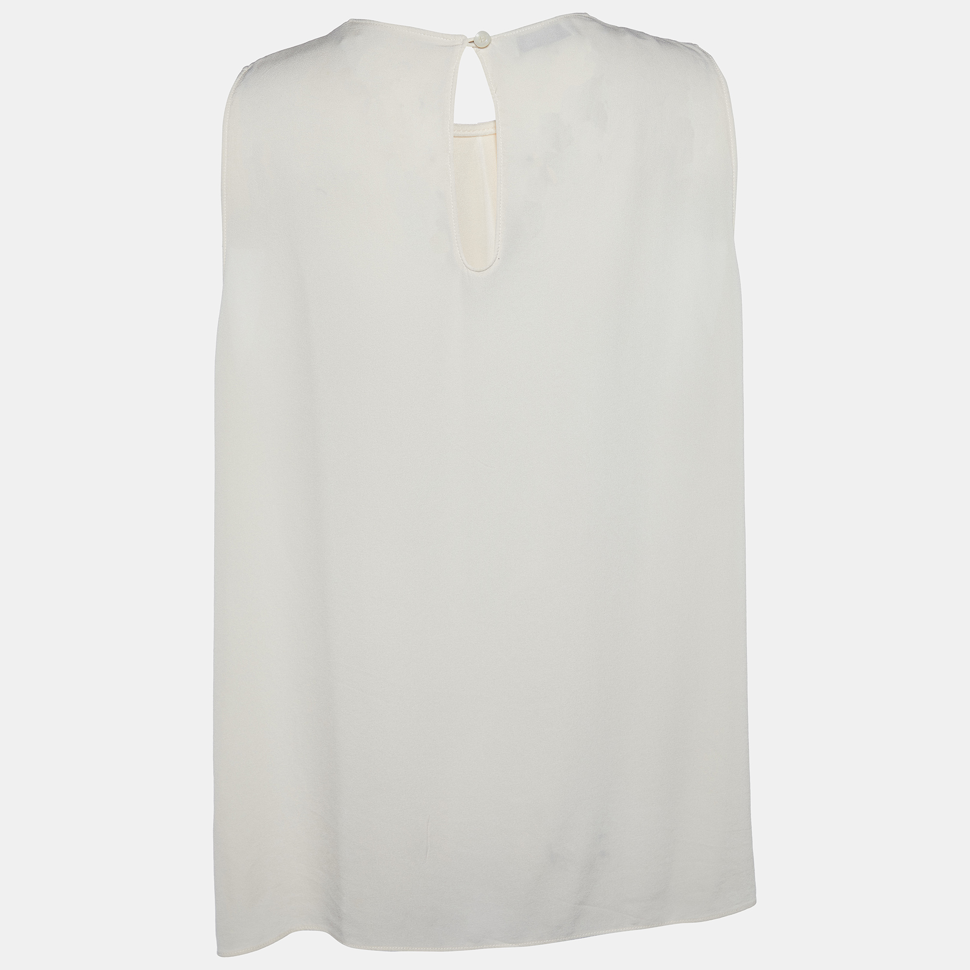 Moschino Cheap And Chic Cream Silk Pleated Sleeveless Top M