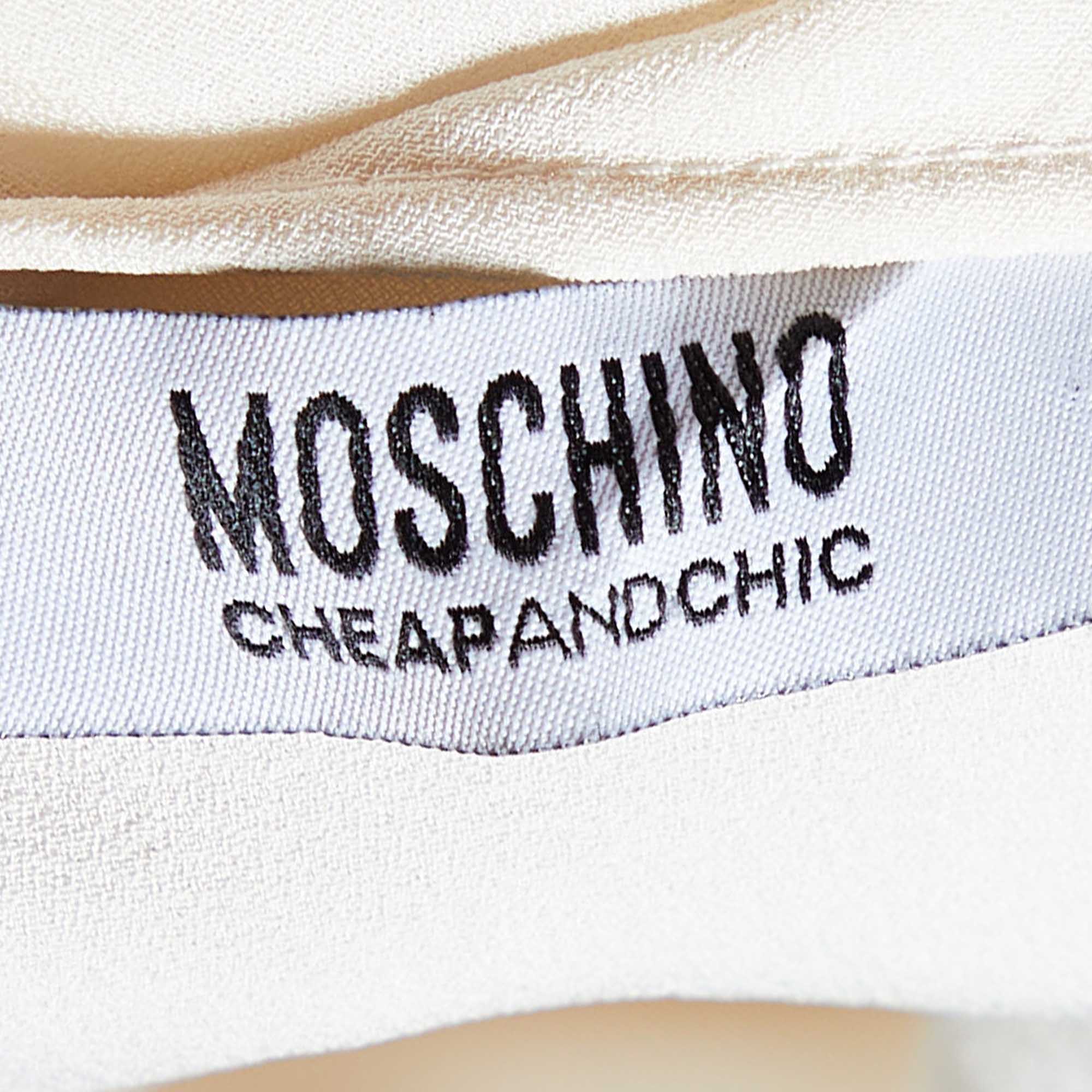 Moschino Cheap And Chic Cream Silk Pleated Sleeveless Top M