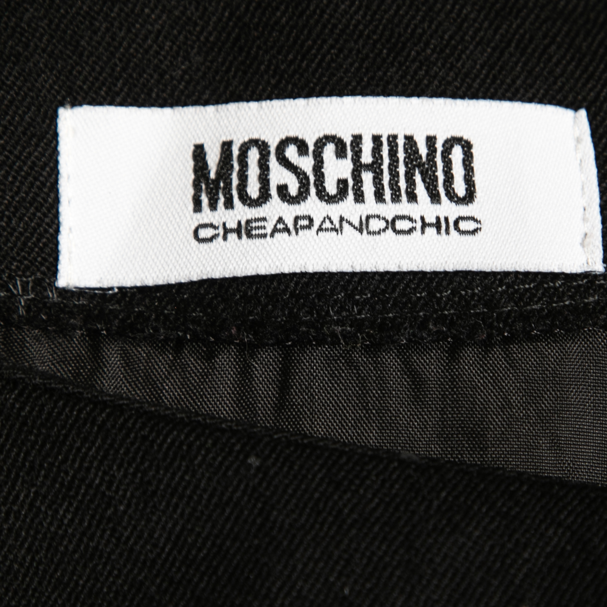 Moschino Cheap And Chic Black Wool Short Sleeve Shift Dress L