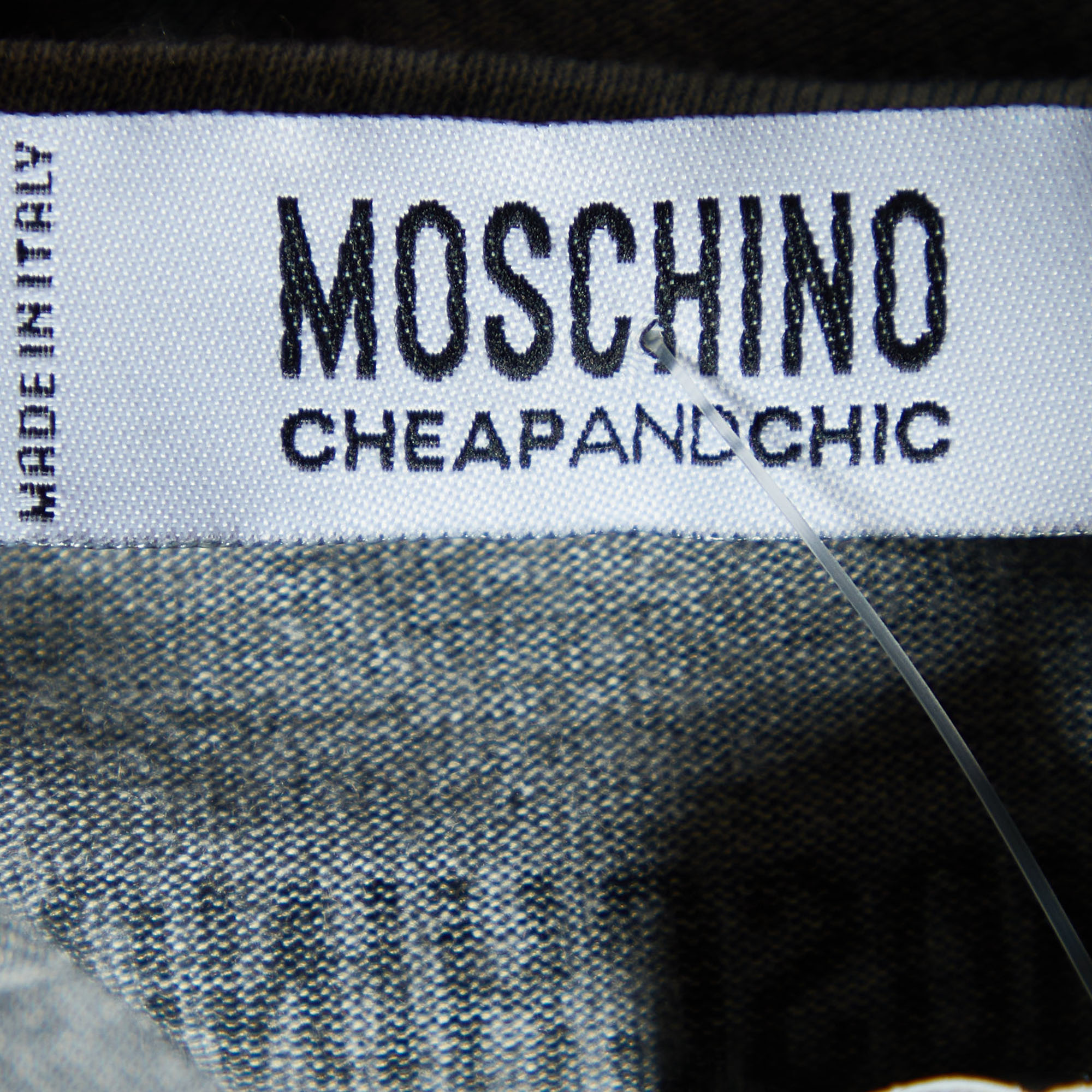 Moschino Cheap And Chic Grey Printed Knit Bow Detail T-shirt M