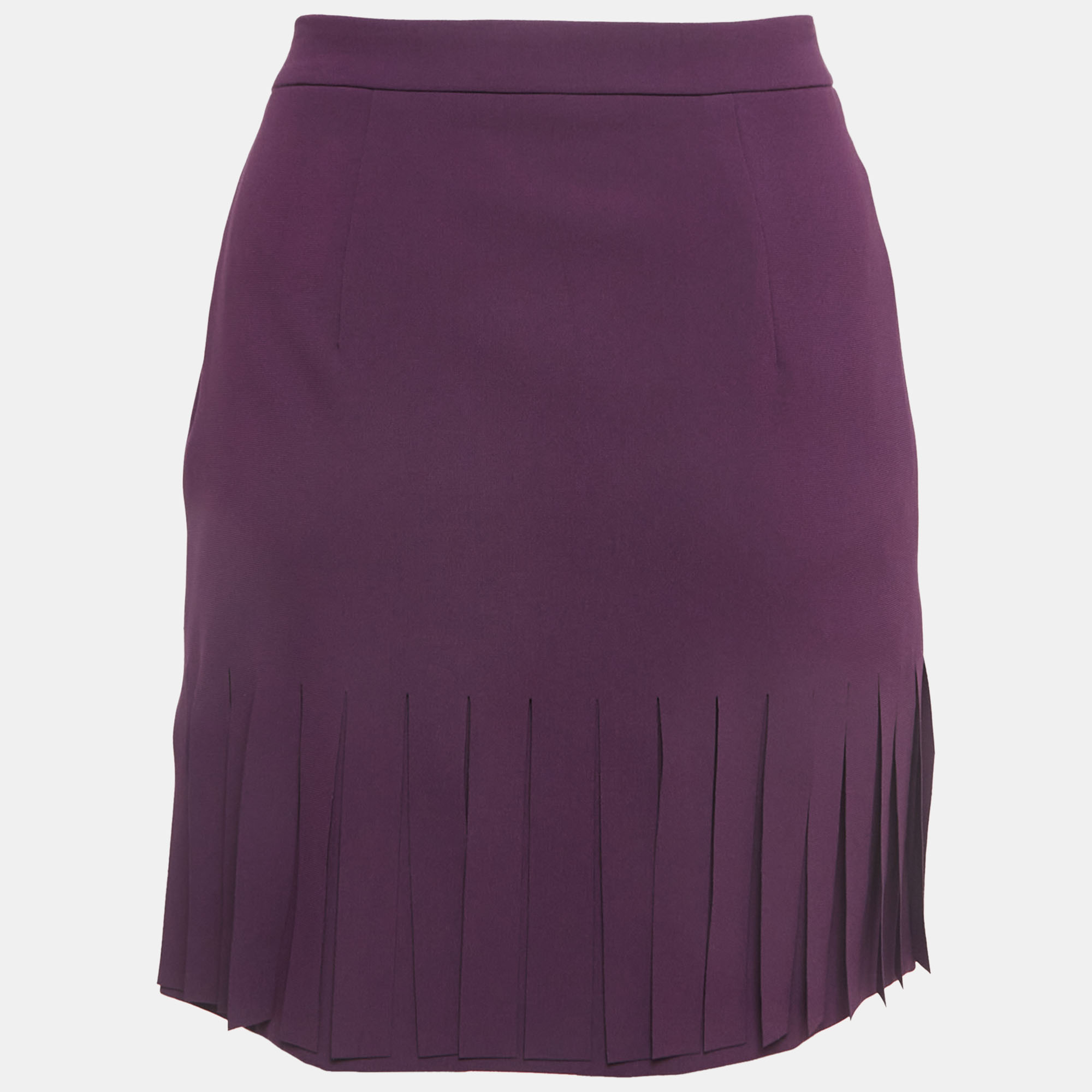Moschino cheap and chic purple stretch crepe fringed hem mini skirt s