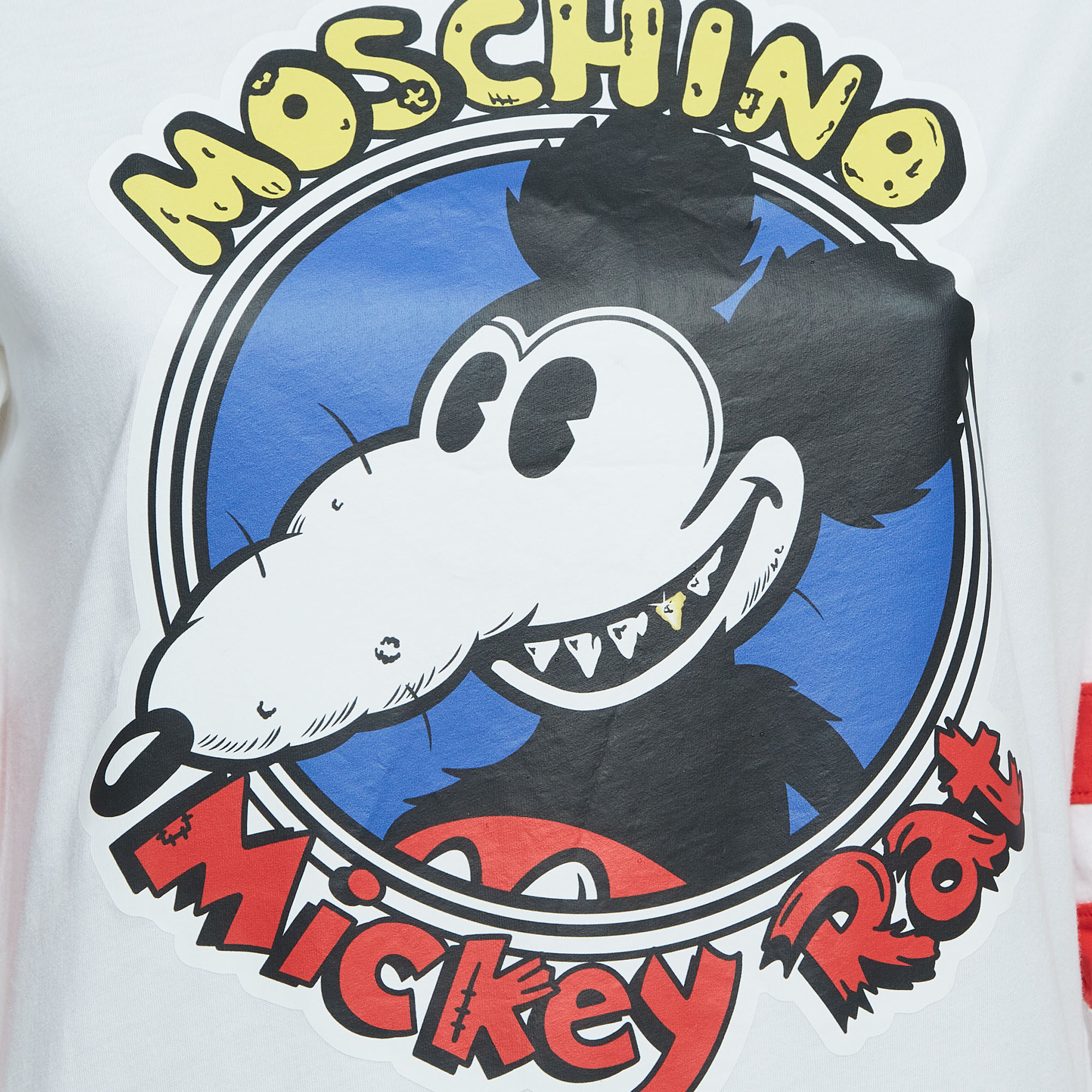 Moschino Couture White Mickey Rat Printed Cotton T-Shirt Dress XS
