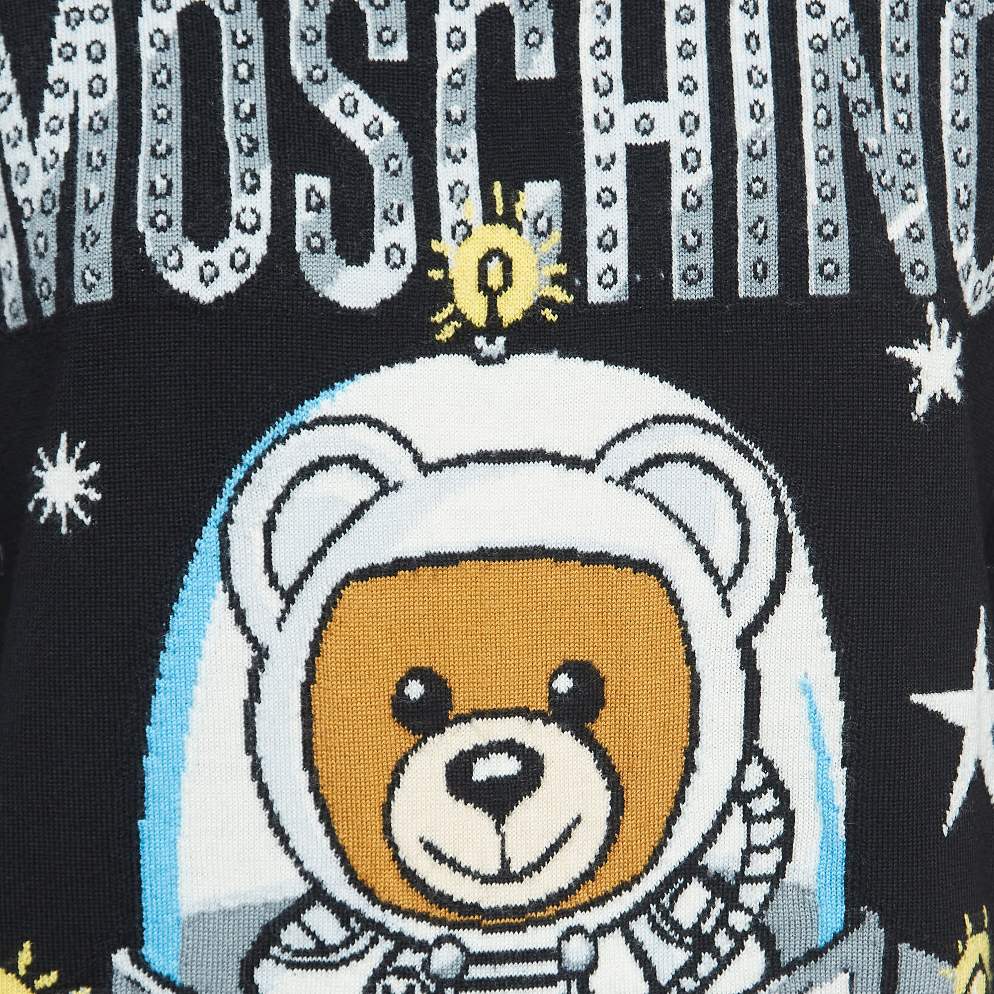 Moschino Couture Black Space Teddy Bear Wool Sweater XS