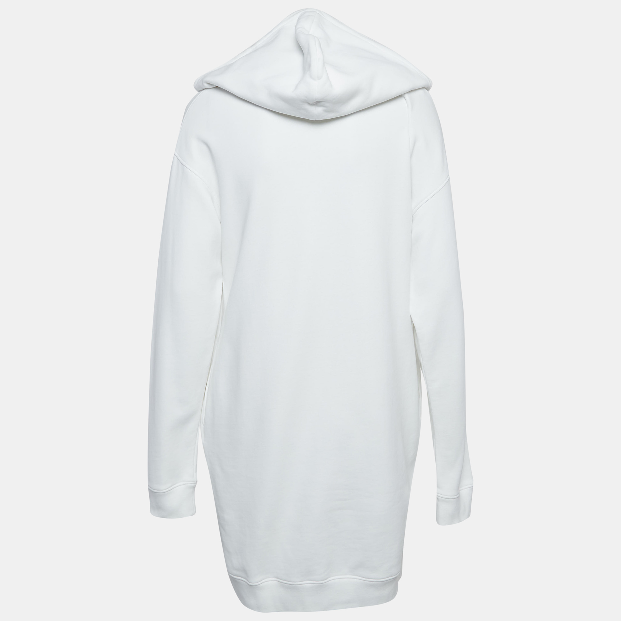 Moschino Couture  White Logo Print Cotton Hoodie Dress M