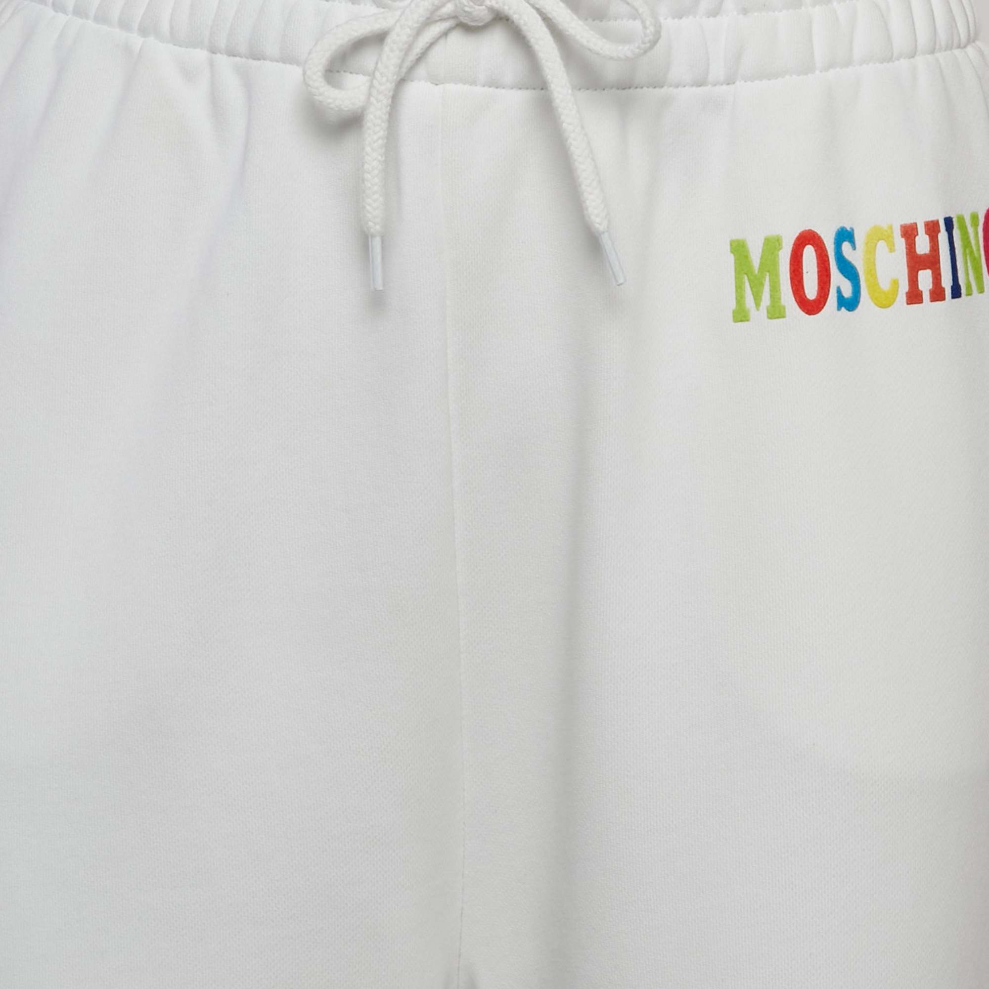 Moschino Couture White Logo Print Cotton Knit Joggers S