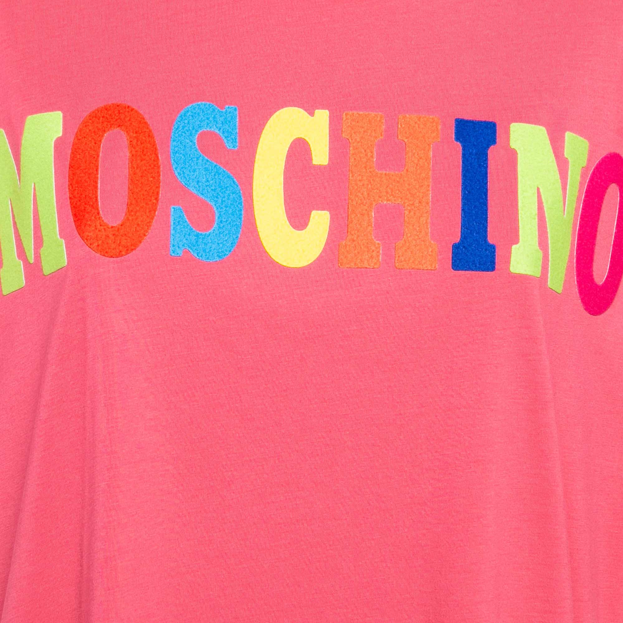 Moschino Couture Pink Logo Applique Jersey T-Shirt M