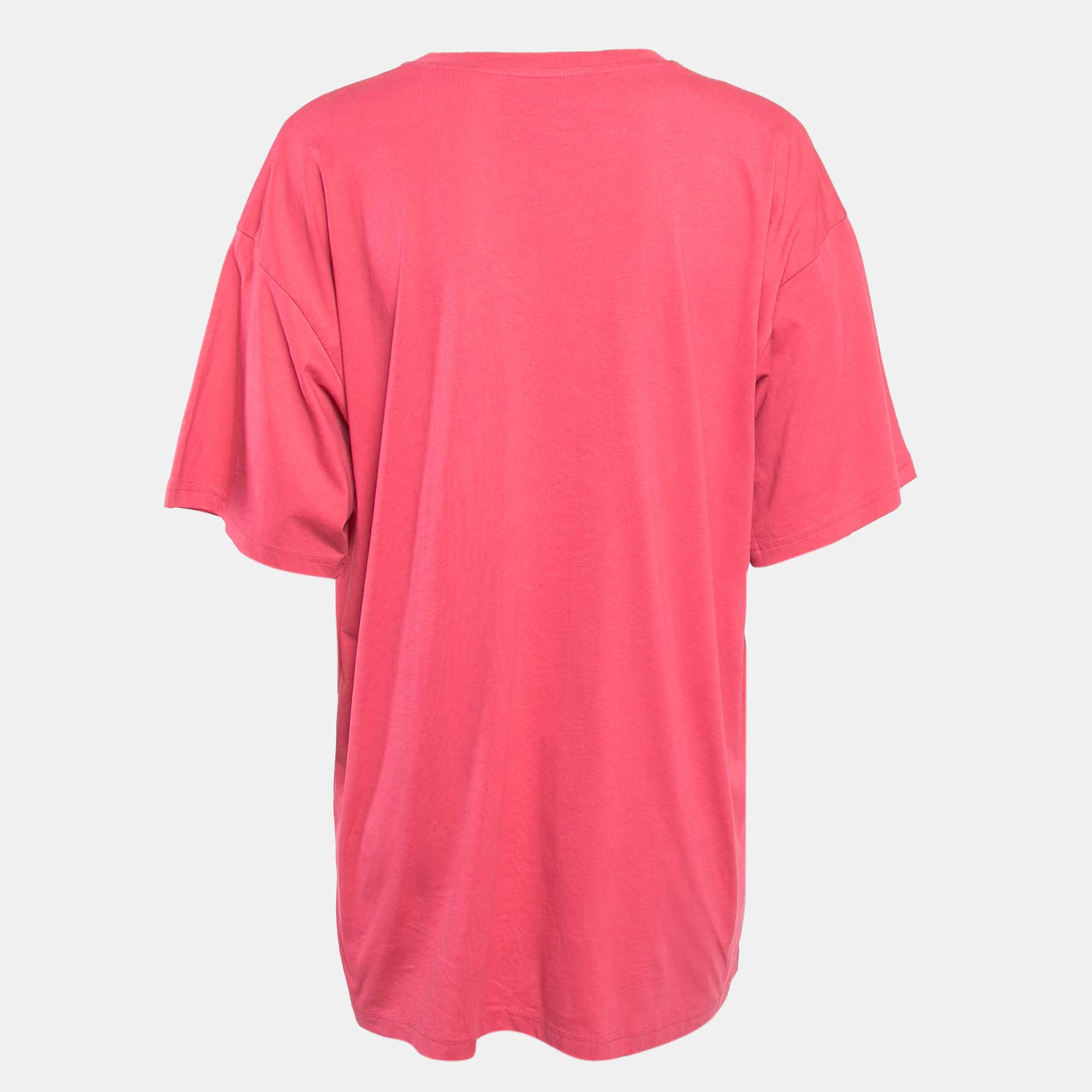 Moschino Couture Pink Logo Applique Jersey T-Shirt M