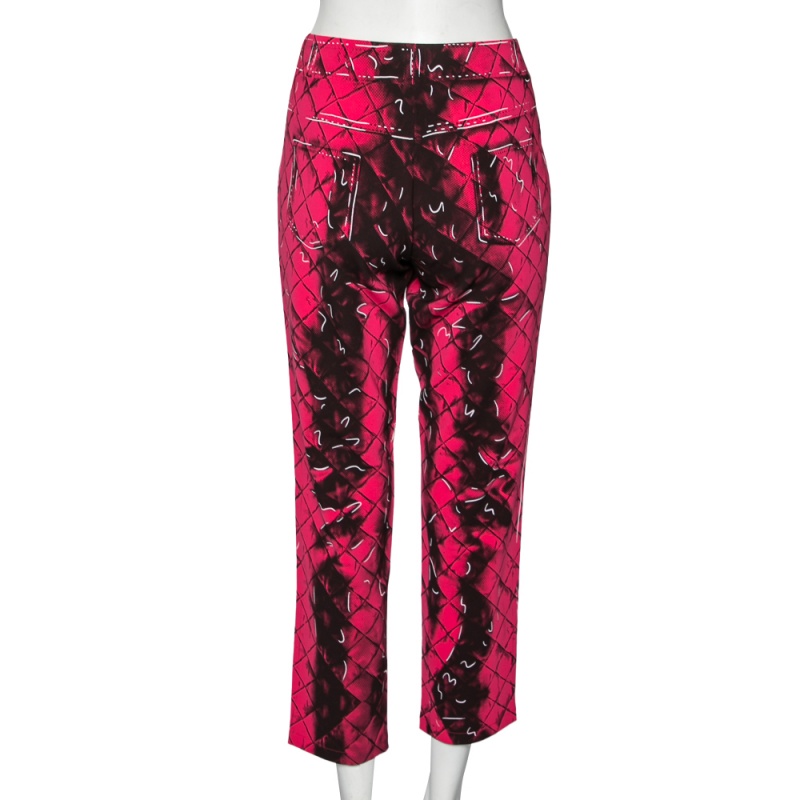 Moschino Couture Pink Printed Crepe Side Zip Detailed Trouser M