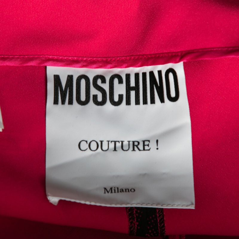 Moschino Couture Pink Printed Crepe Side Zip Detailed Trouser M
