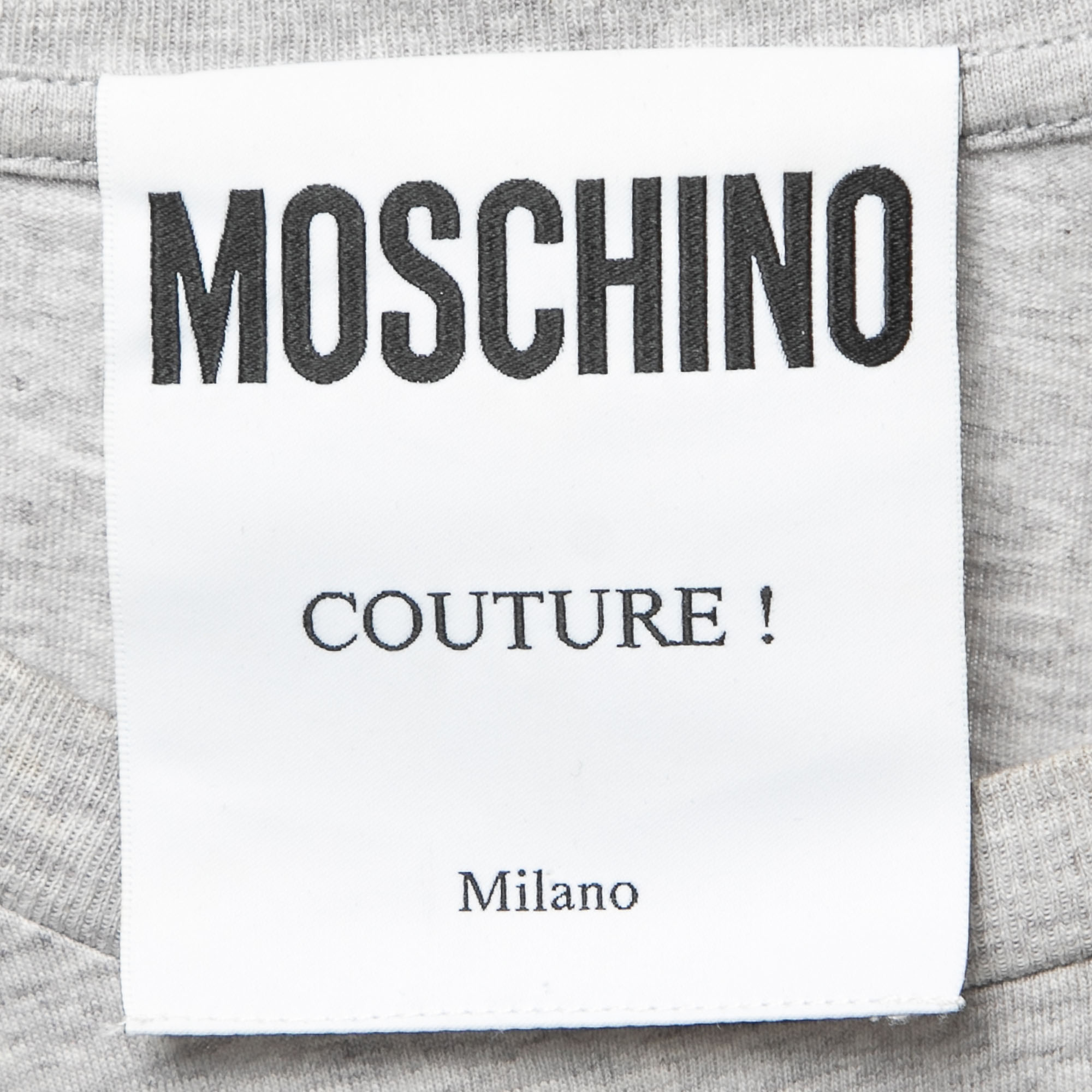 Moschino Couture Grey Shopaholic Mouse Print Cotton T-Shirt XXS