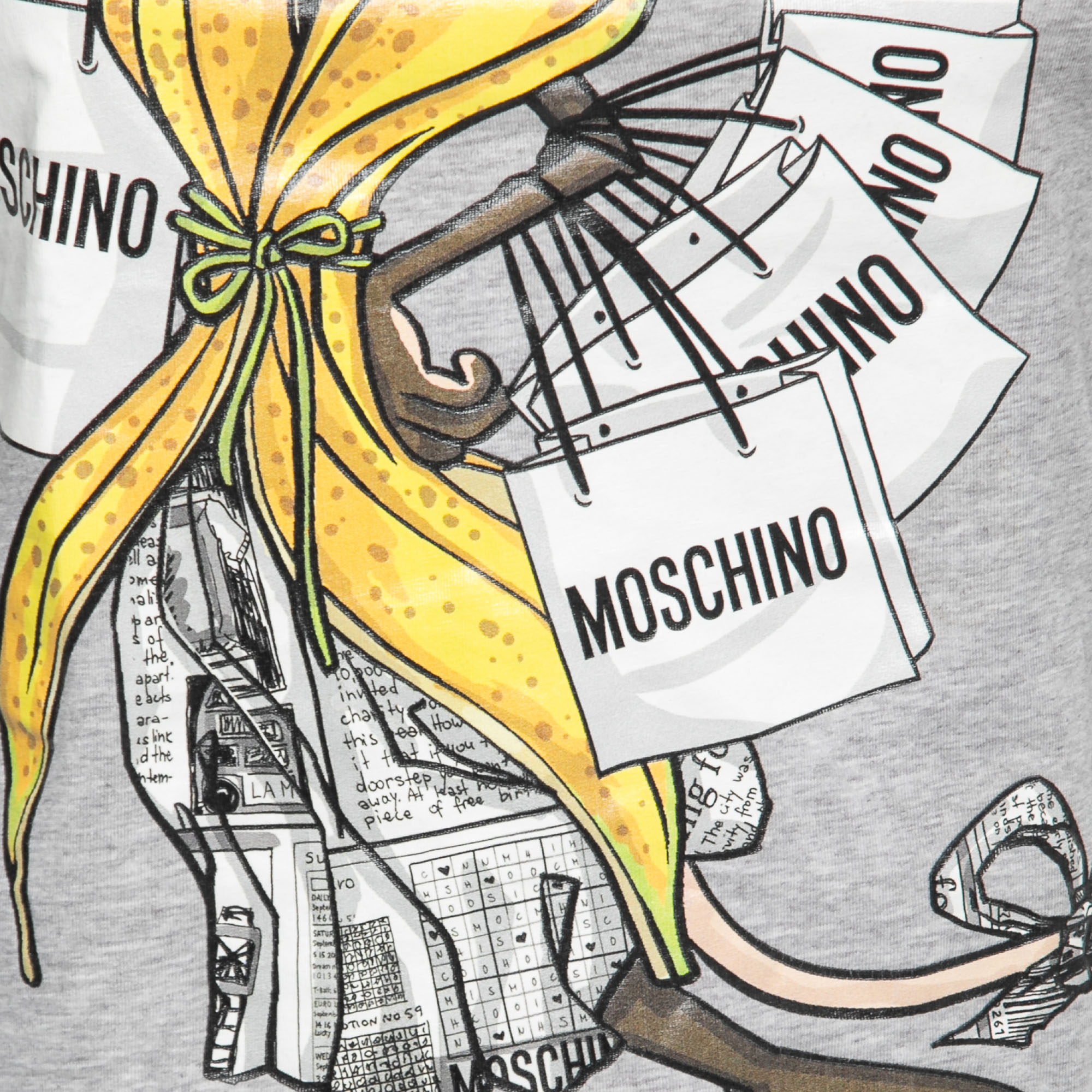 Moschino Couture Grey Shopaholic Mouse Print Cotton T-Shirt XXS