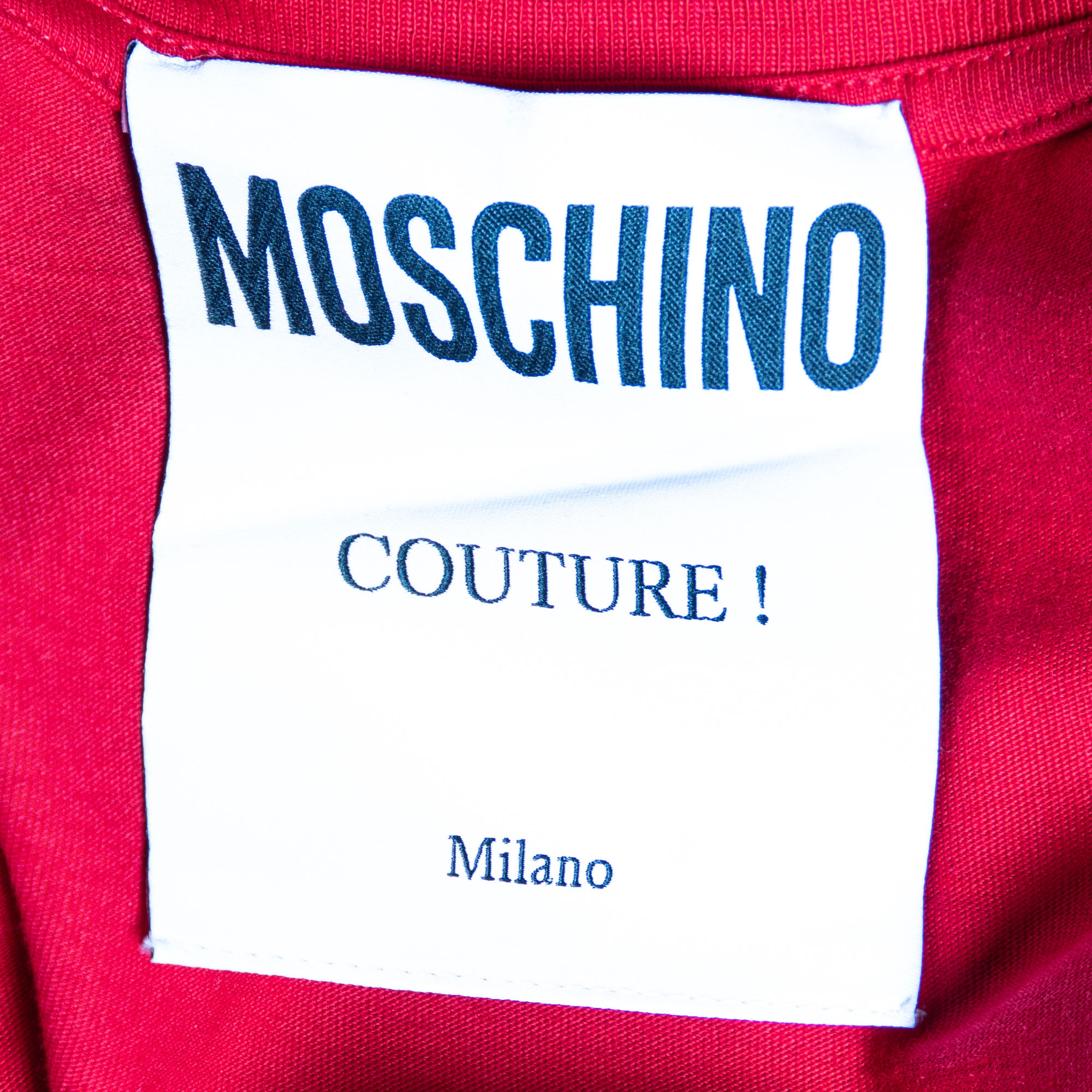 Moschino Couture Red Cotton Knit Logo Embroidered Oversized T-Shirt XXS