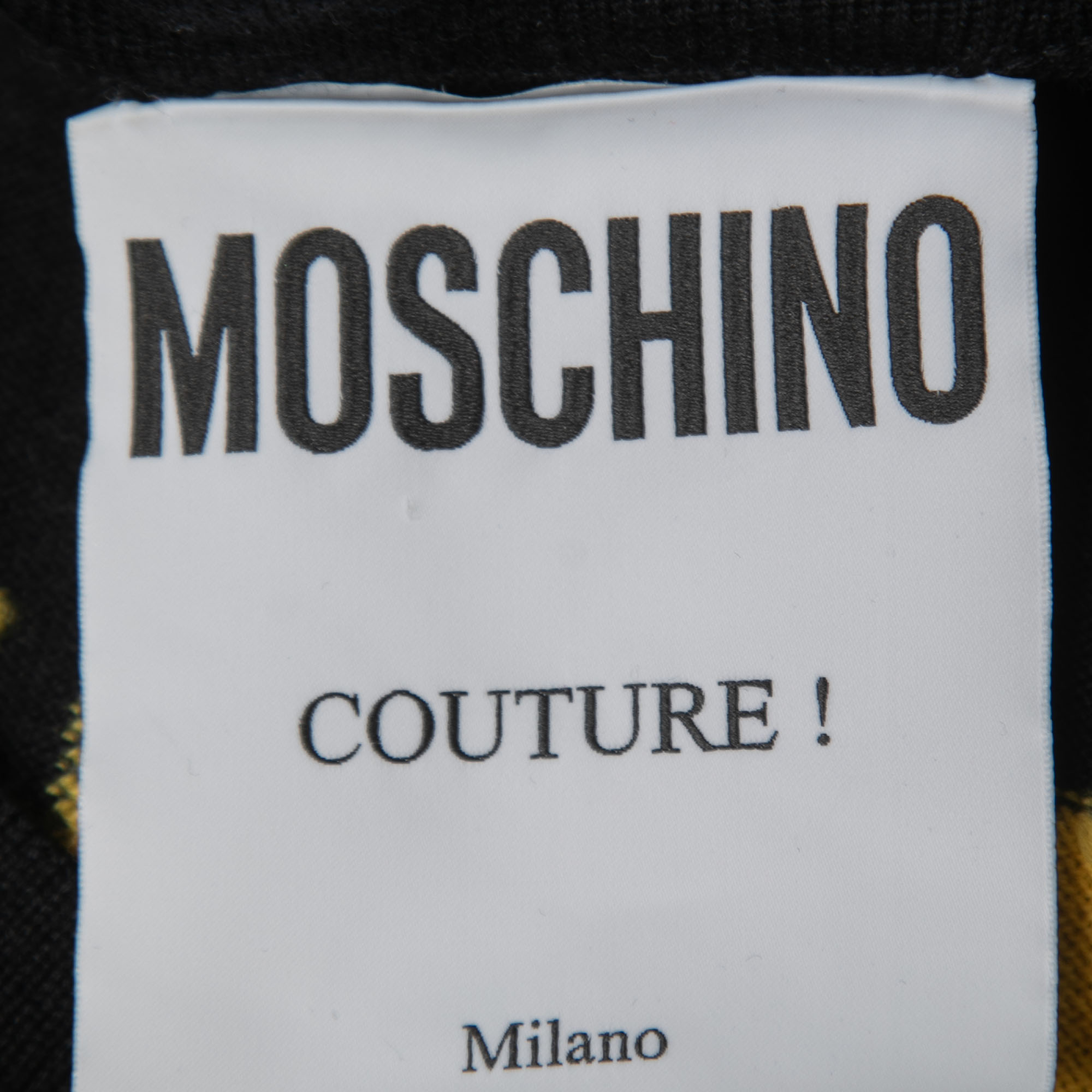 Moschino Couture Black Logo Patterned Wool Button Front Cardigan M