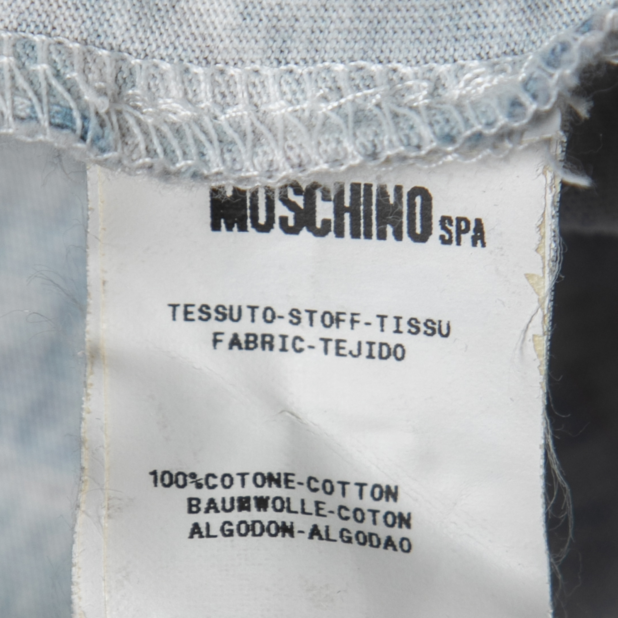 Moschino Couture Blue Denim Print Cotton Crew Neck T-Shirt XL