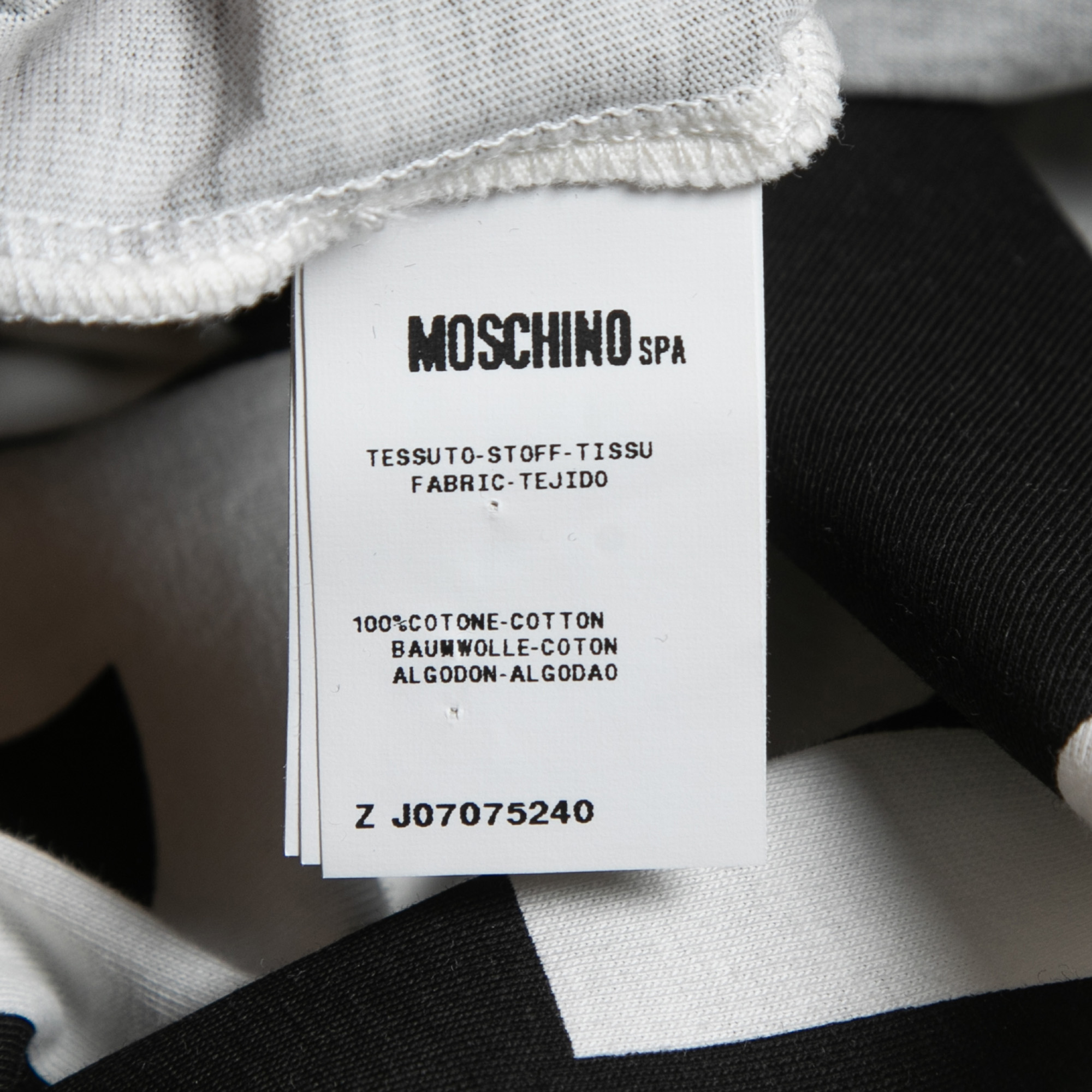 Moschino Couture Monochrome Logo Printed Cotton Knit T-Shirt L