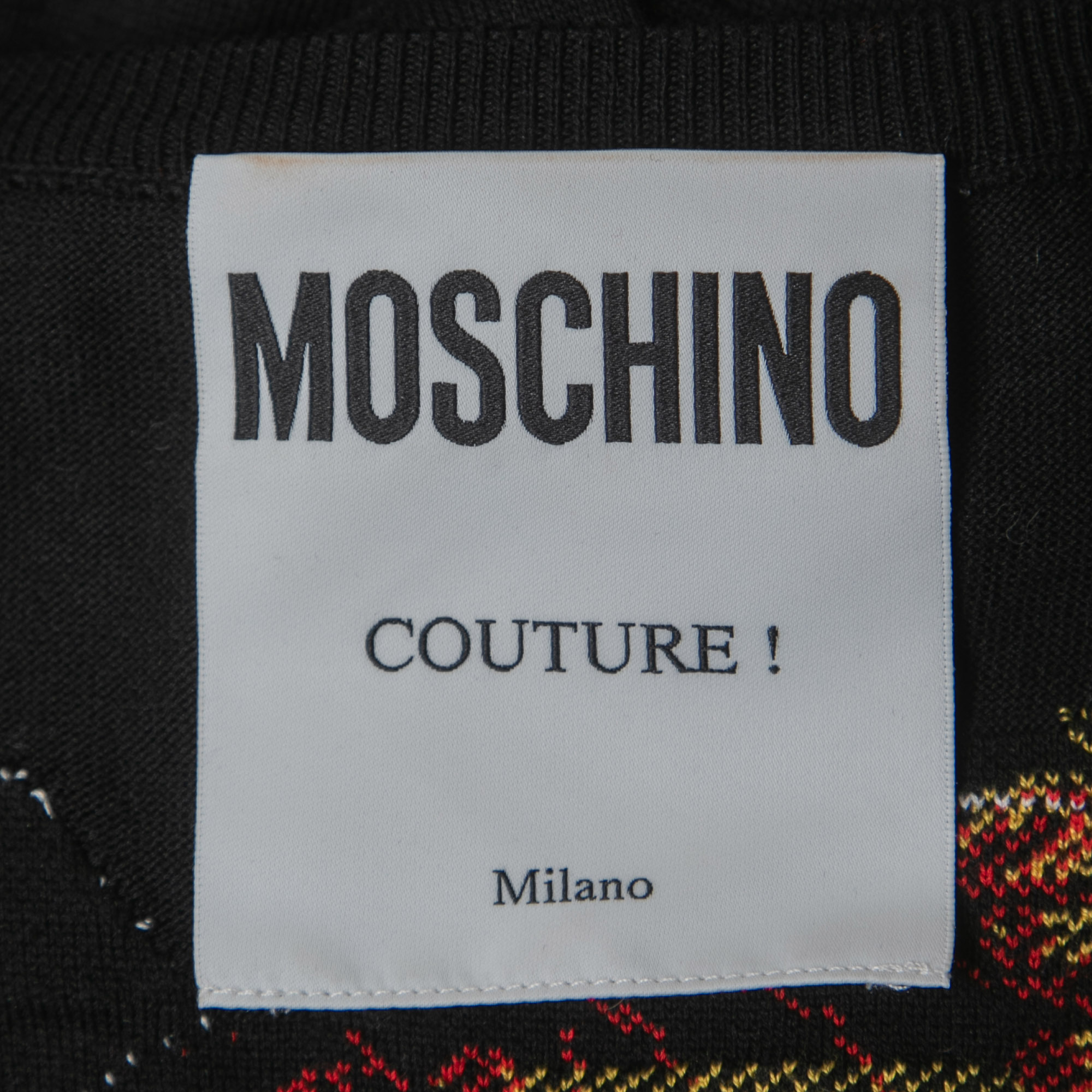 Moschino Couture Black Fashion Patterned Knit Sleeveless Mini Dress M