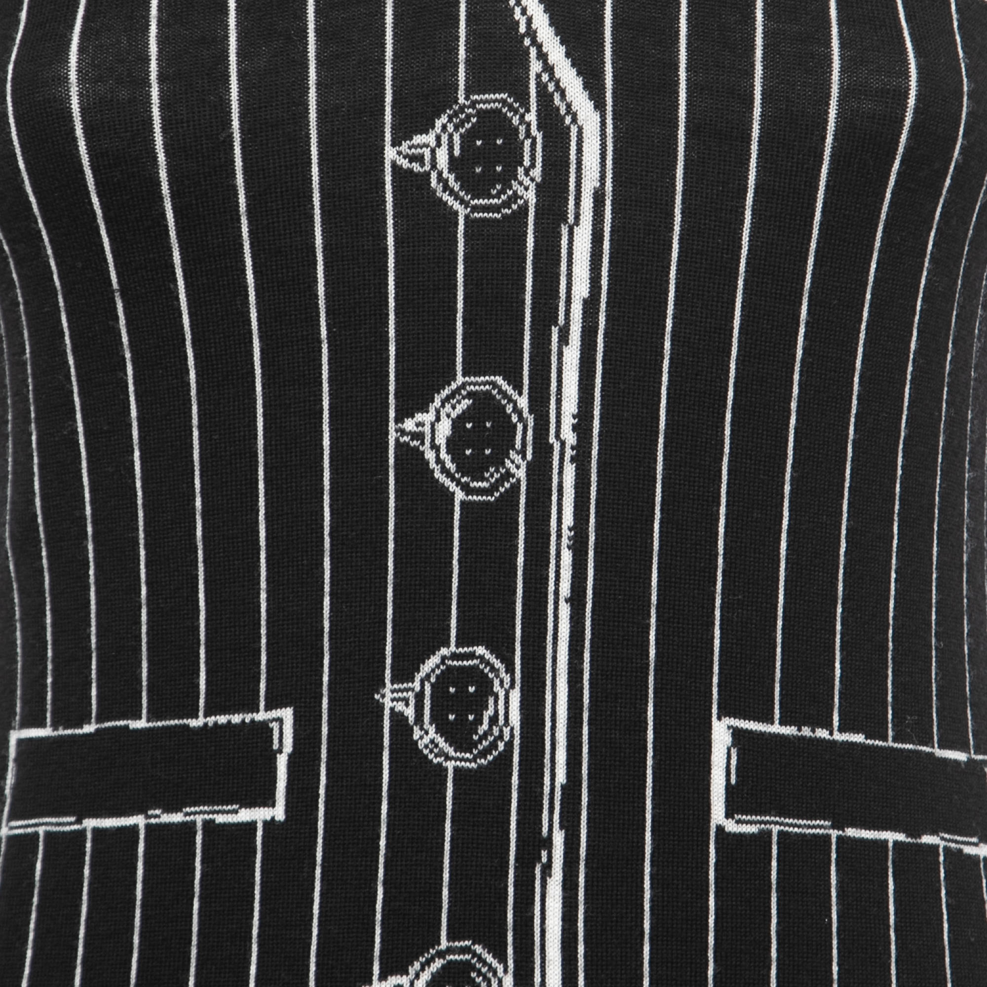 Moschino Couture Black Vest Patterned Wool Sleeveless Mini Dress M