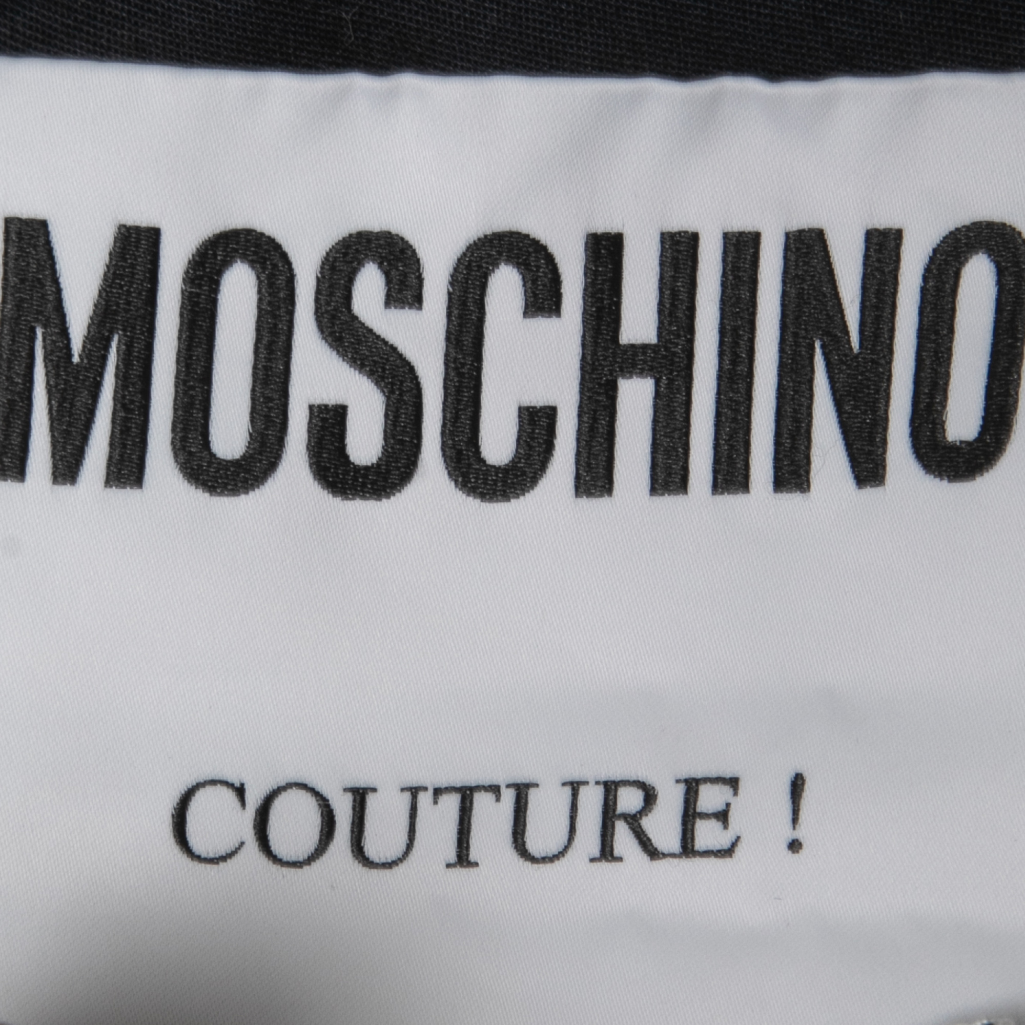 Moschino Couture Black Logo Print Stretch Crepe Pants M