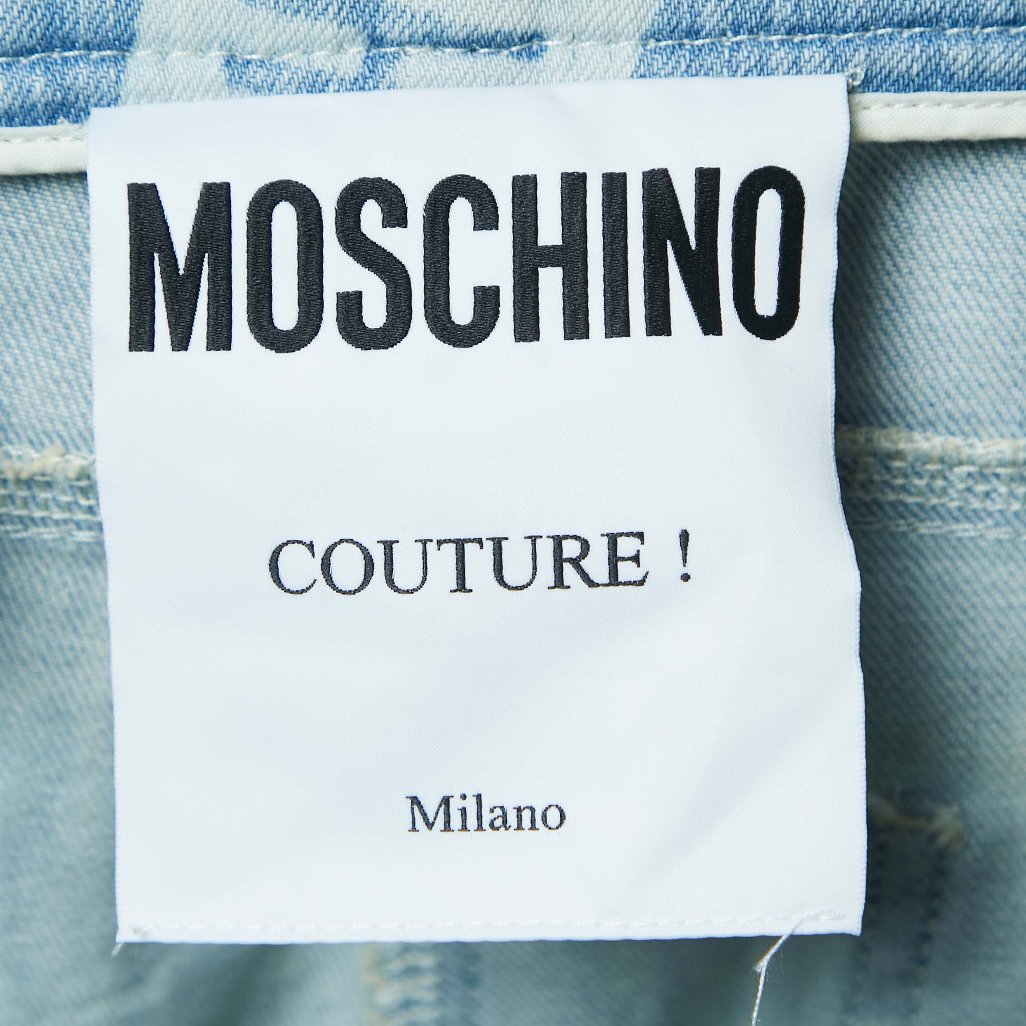 Moschino Couture Blue Logo Patterned Denim Jeans M Waist 32