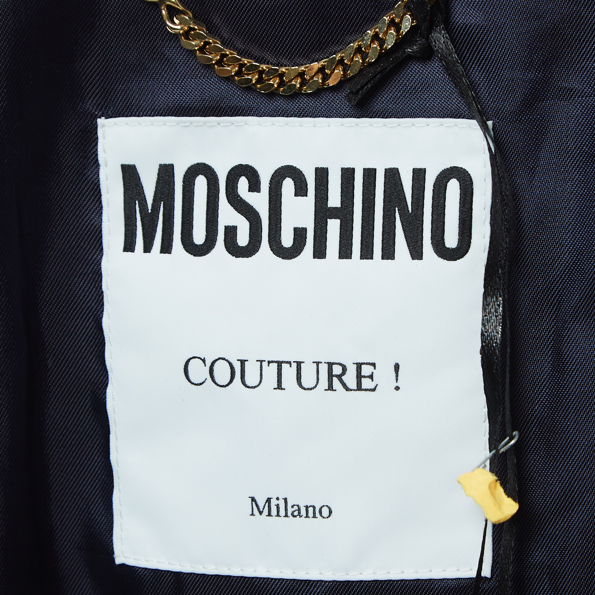 Moschino Couture Blue Faded Denim Quilted Chain Detail Jacket M