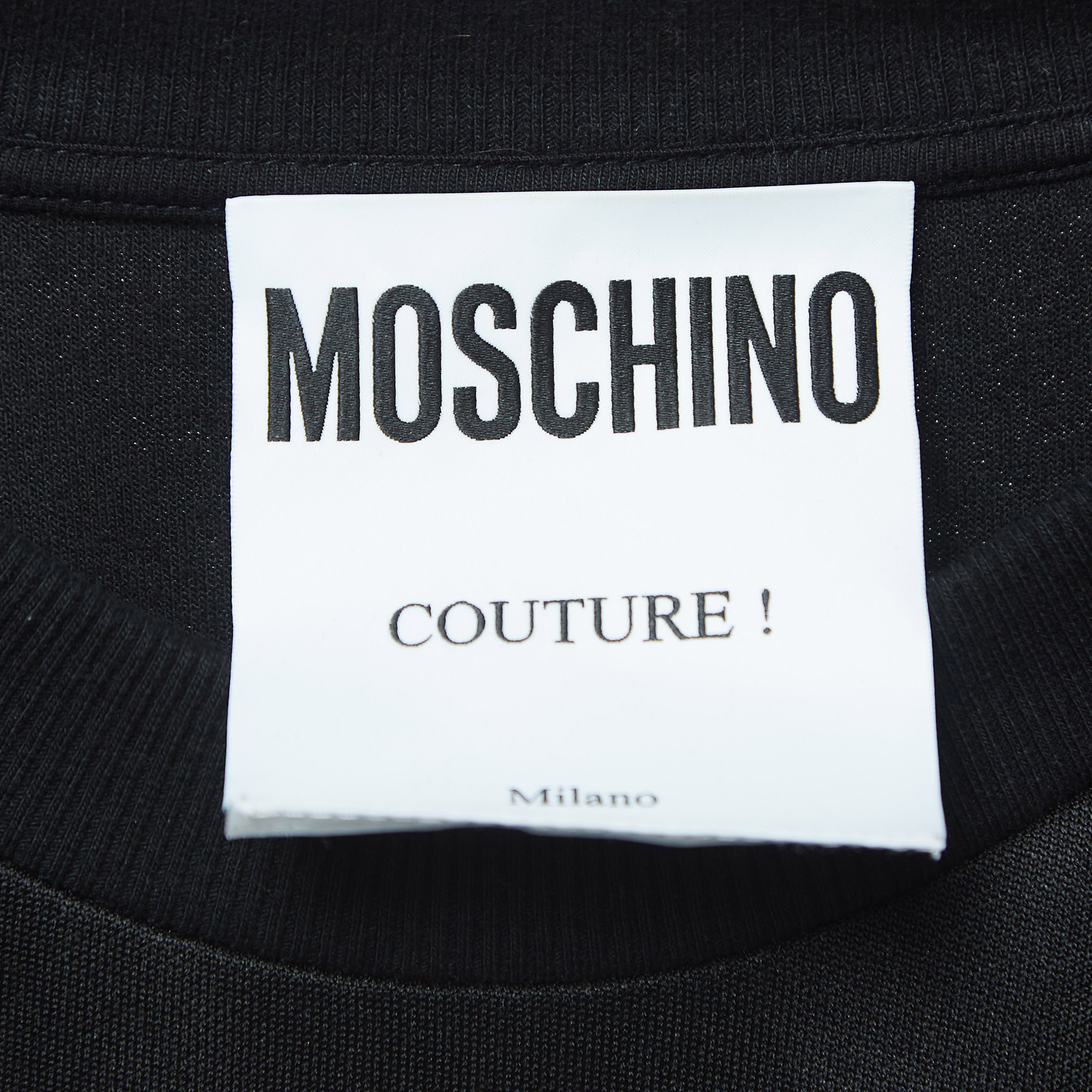 Moschino Couture Black Knit Chain Embellished Logo Print Sweatshirt M