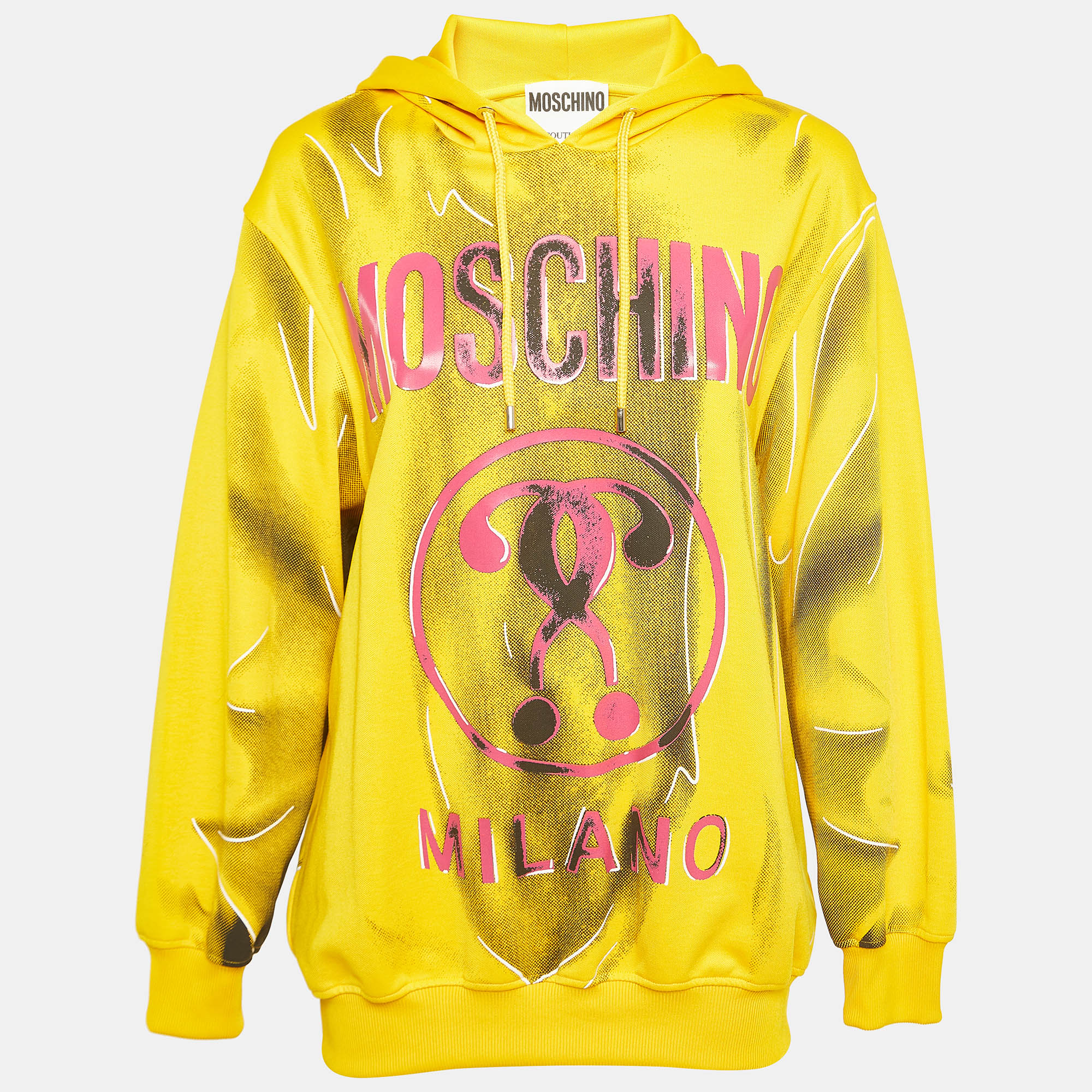 

Moschino Couture Yellow Contrast Logo Print Jersey Oversized Hoodie