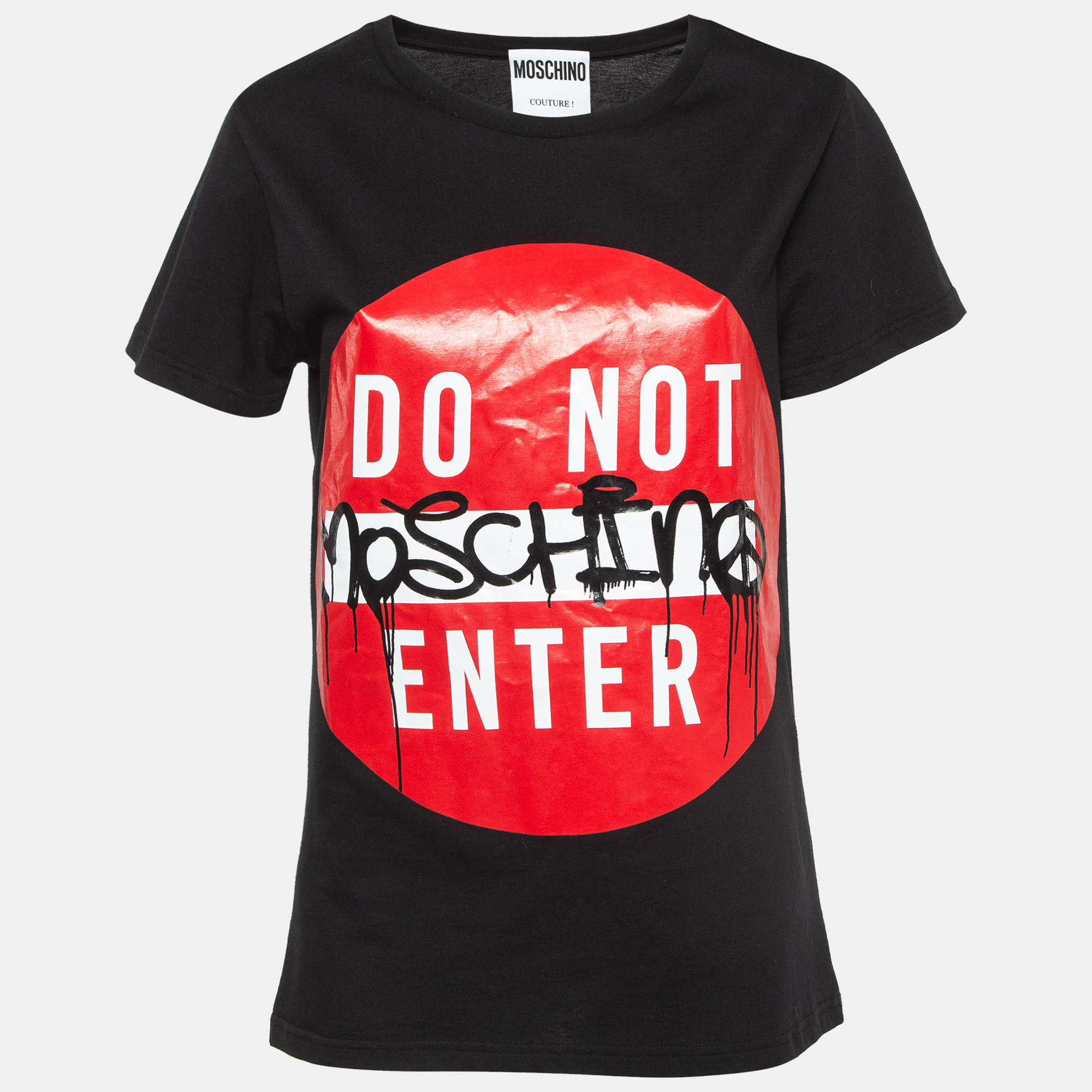 

Moschino Couture Do Not Enter Print Cotton T-Shirt, Black