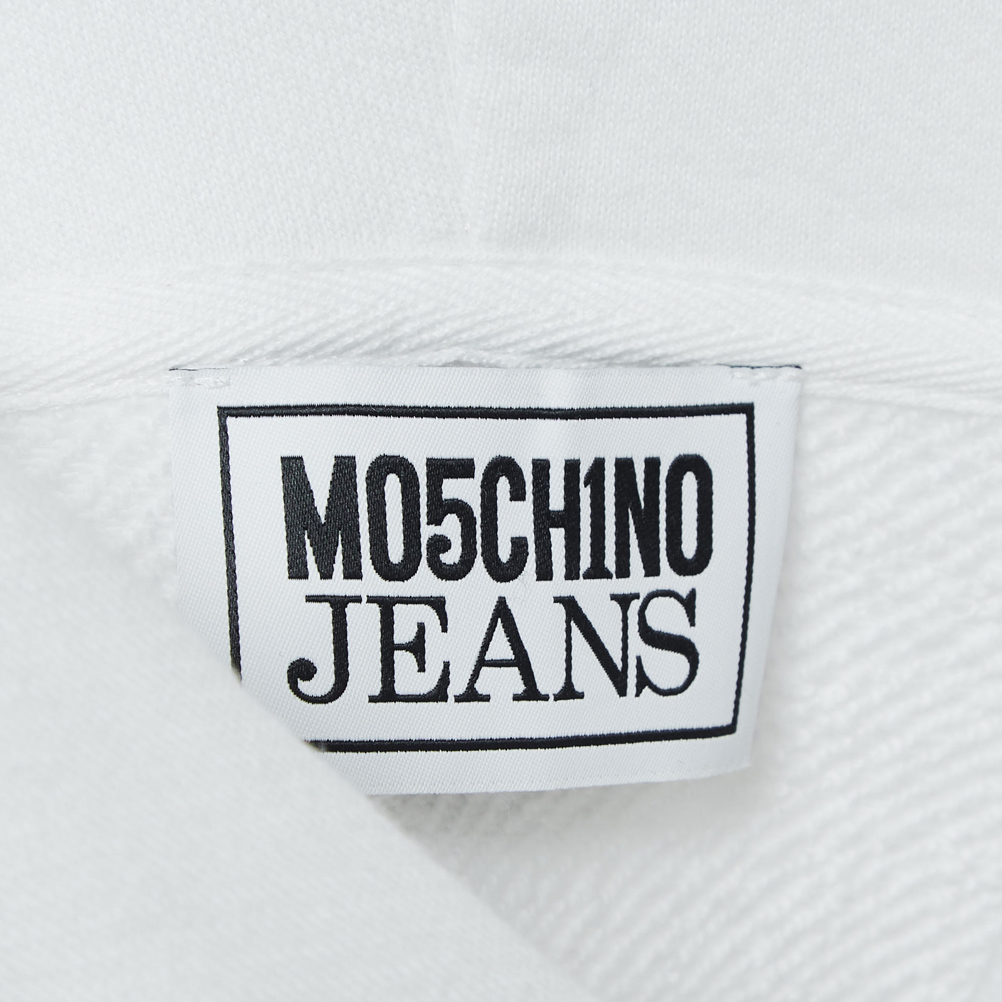 Moschino Mo5ch1no Jeans White Peace & Love Print Cotton Hoodie S