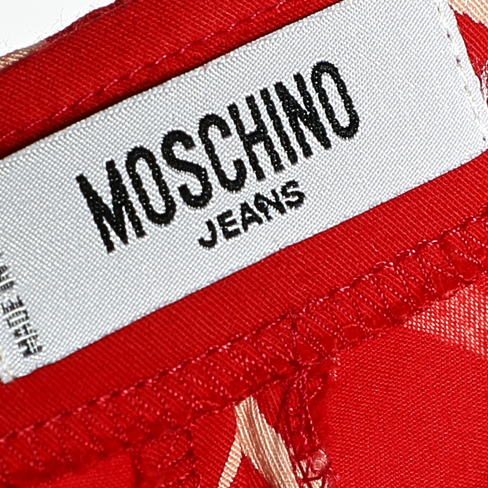 Moschino Jeans Red Cotton & Denim Trim Capri Pants M