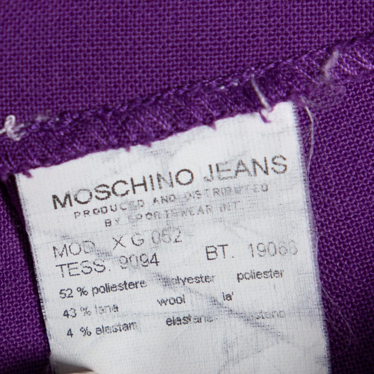 Moschino Jeans Purple Wool Blend Ruffle Hem Midi Skirt S