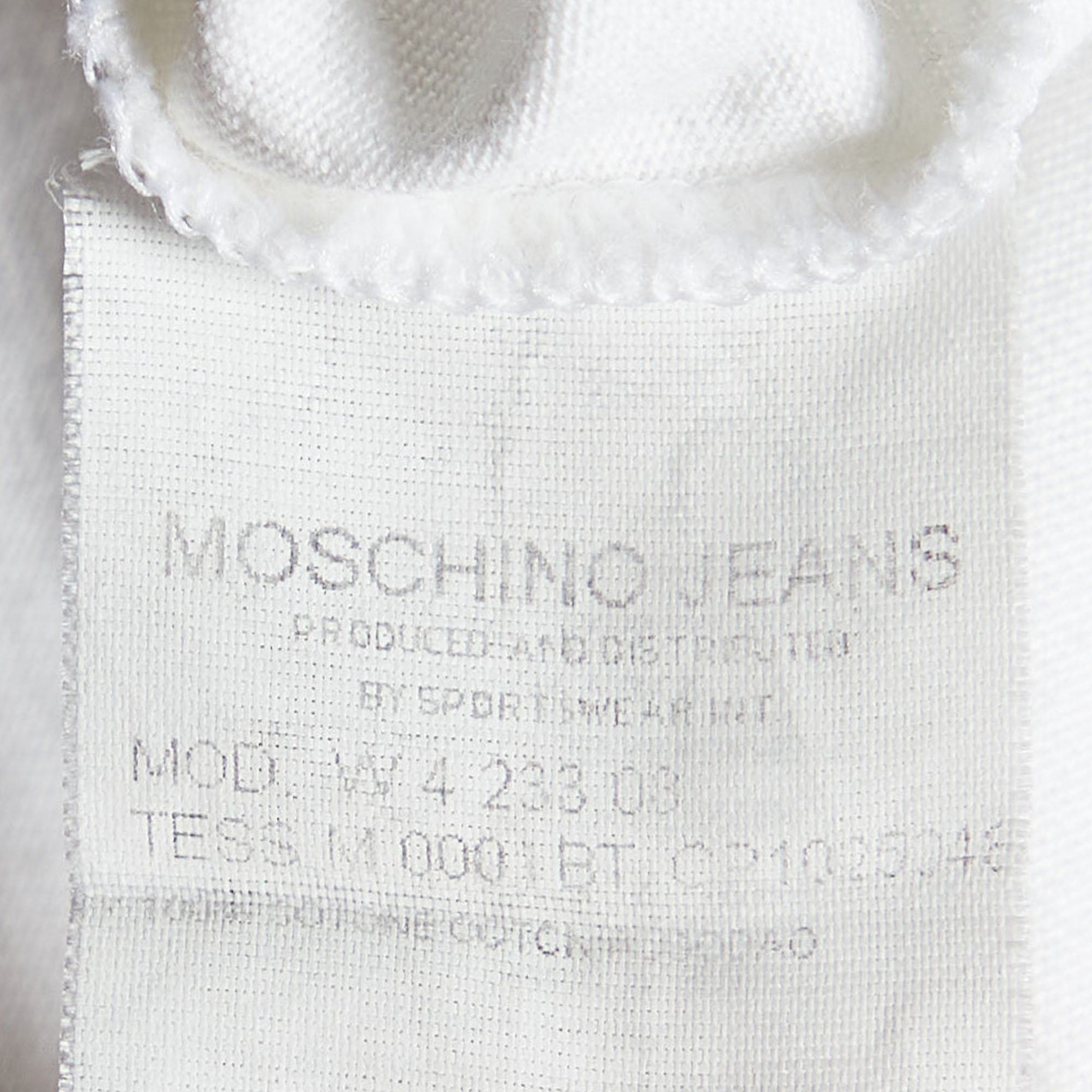Moschino Jeans White Embellished & Printed Cotton Knit T-Shirt M