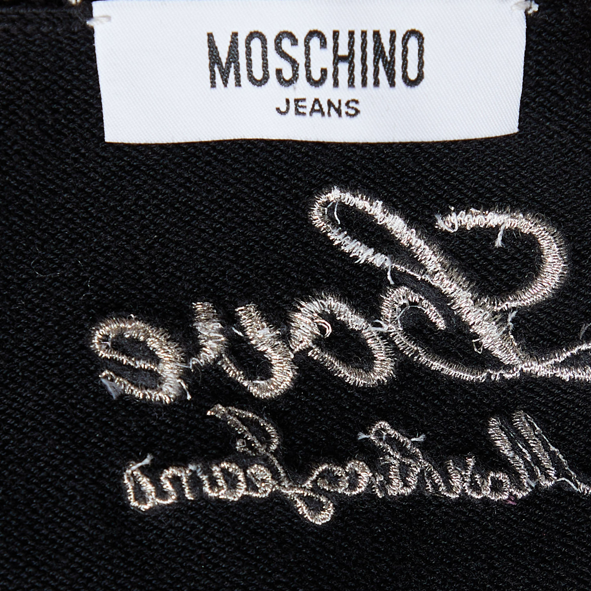 Moschino Jeans Black Button Embellished Cotton Knit Shrug M