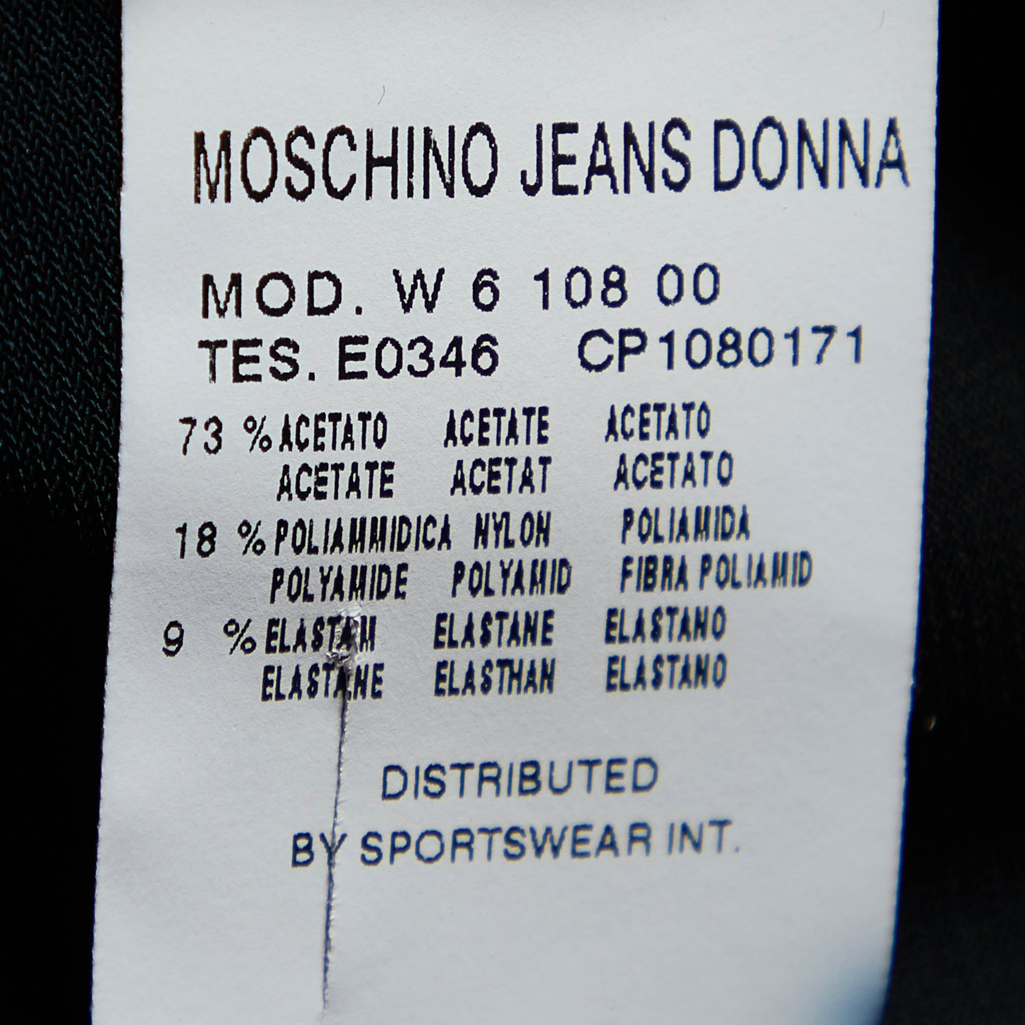 Moschino Jeans Black Jersey Button Front Shirt L