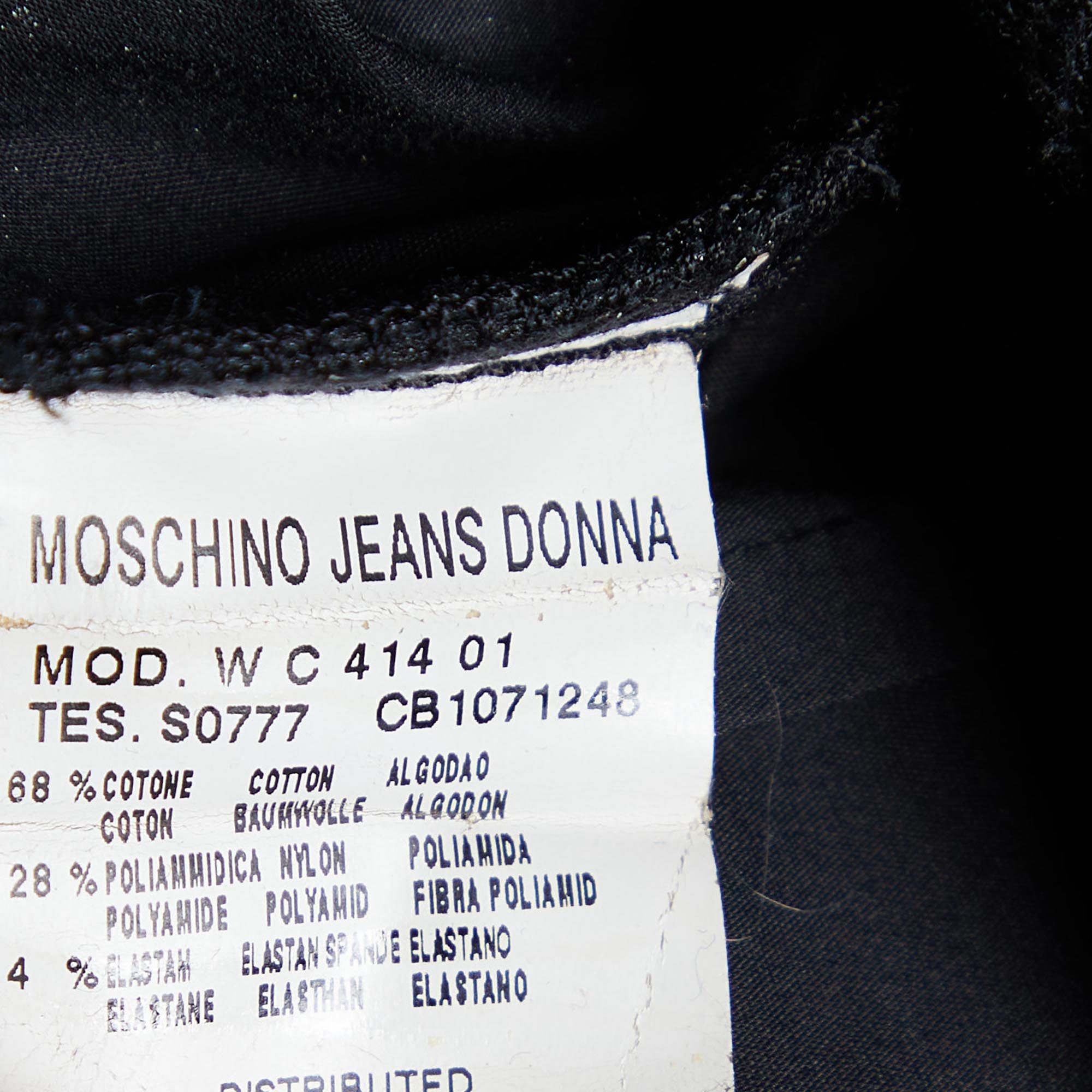 Moschino Jeans Black Cotton Embroidered Detail Button Front Shirt M