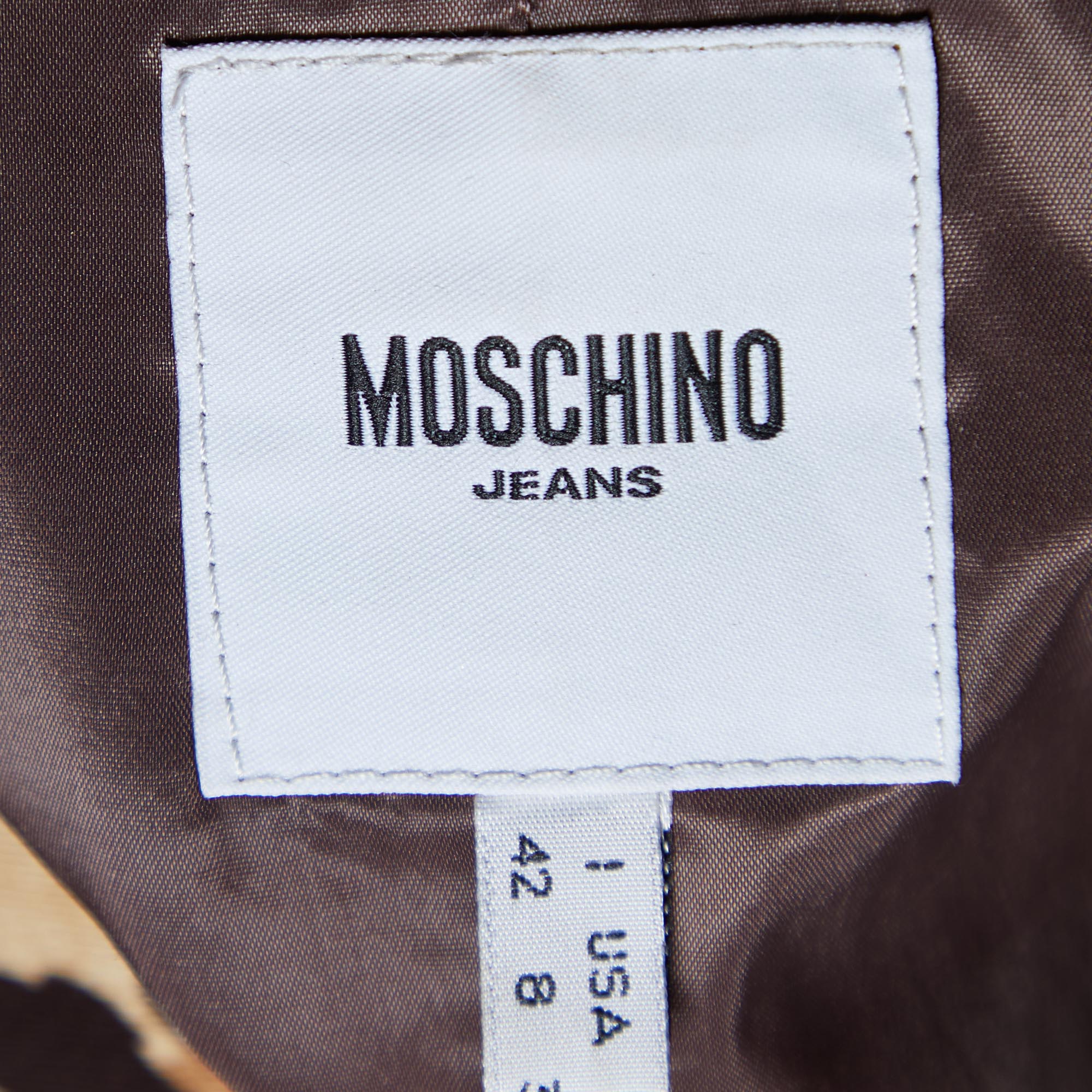 Moschino Jeans Brown/Beige Animal Printed Cotton Blazer M