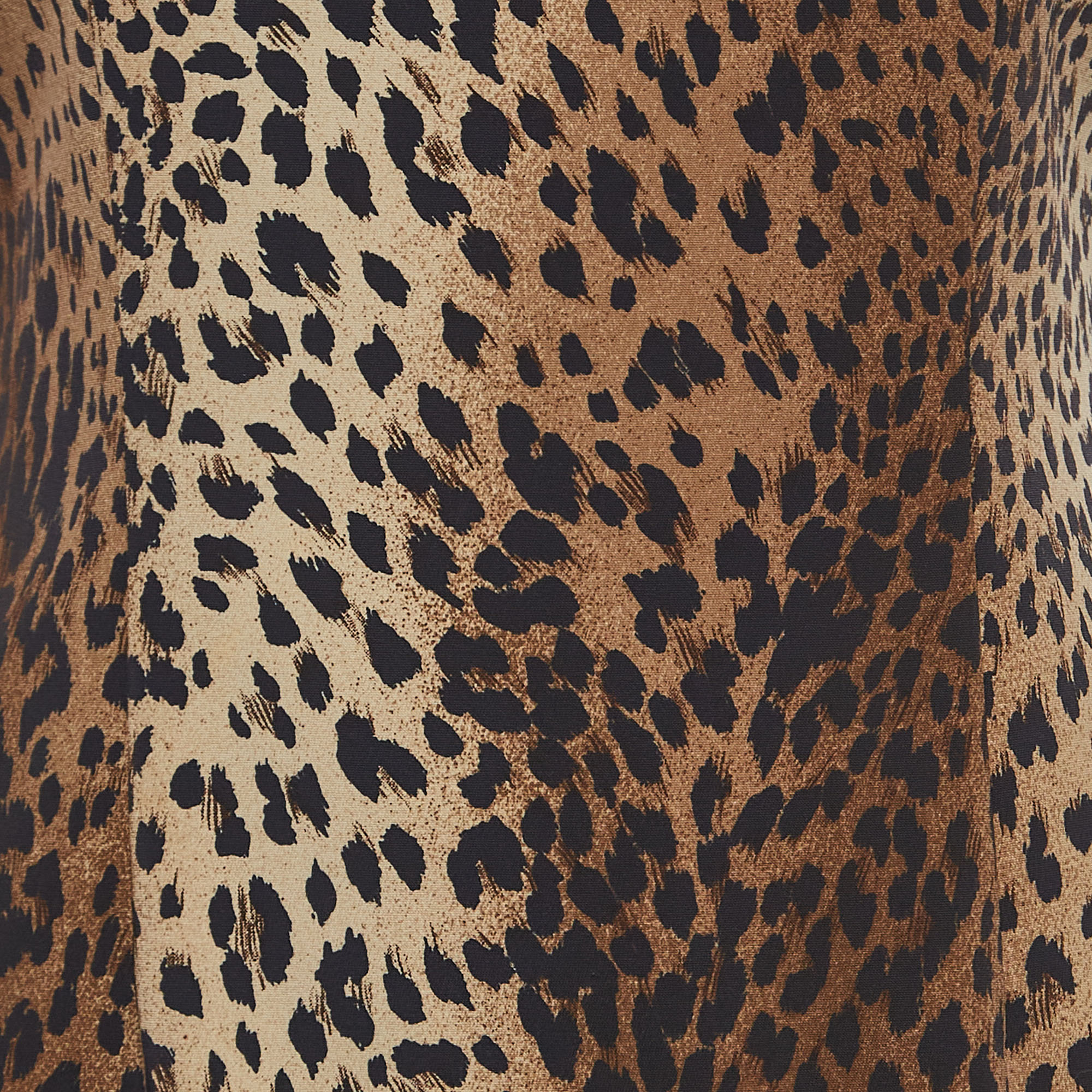 Moschino Jeans Vintage Brown Leopard Print Jersey Midi Dress M