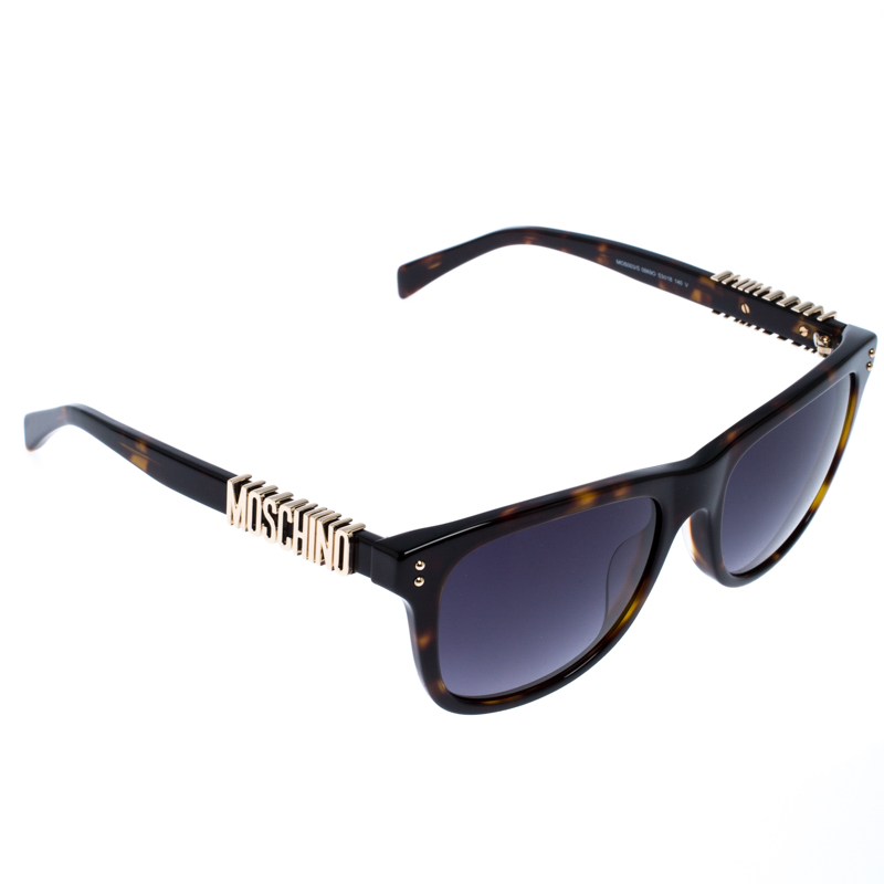 Image of Moschino Brown Tortoise Gradient Safilo Square Sunglasses