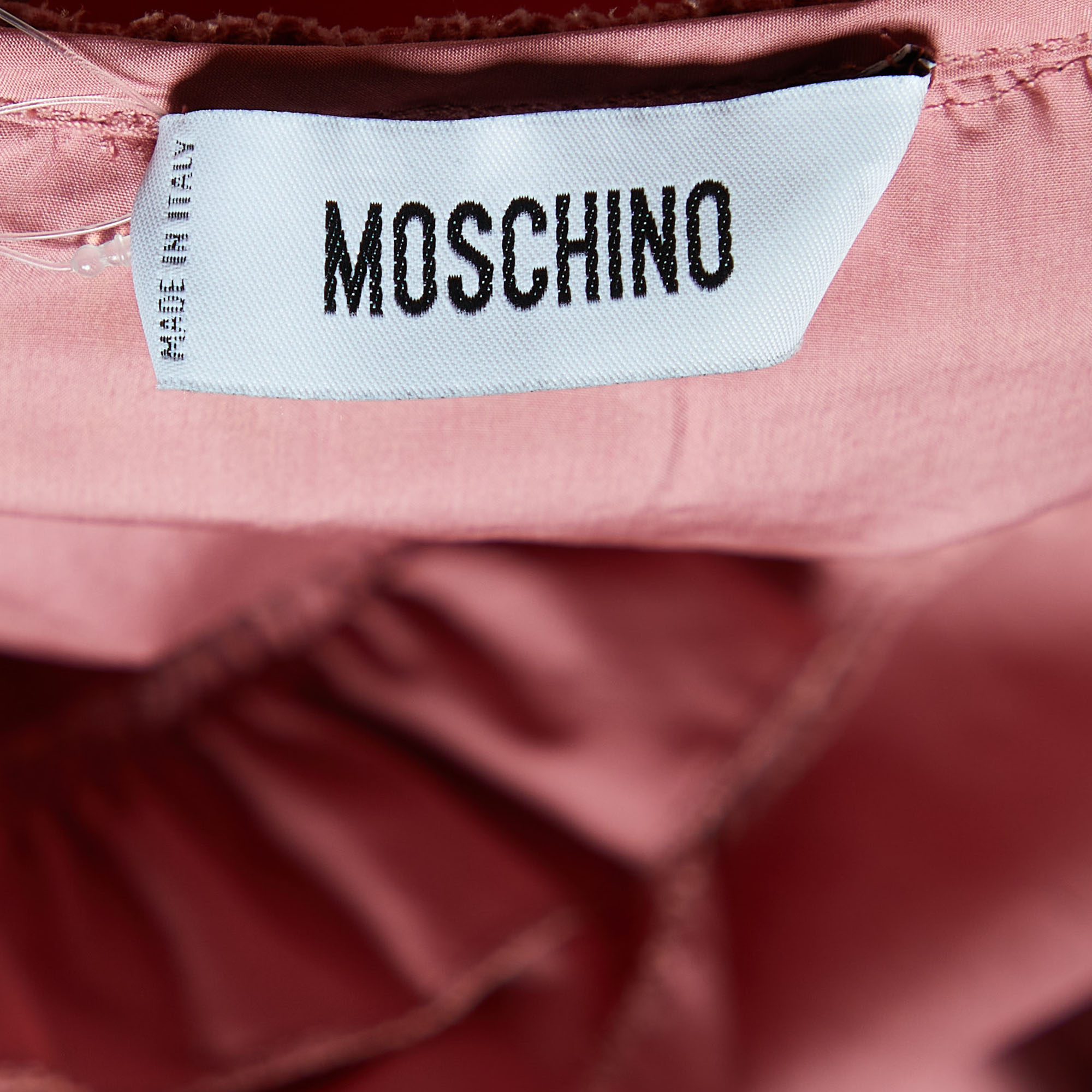 Moschino Pink Cotton Ruffle Detail Top L