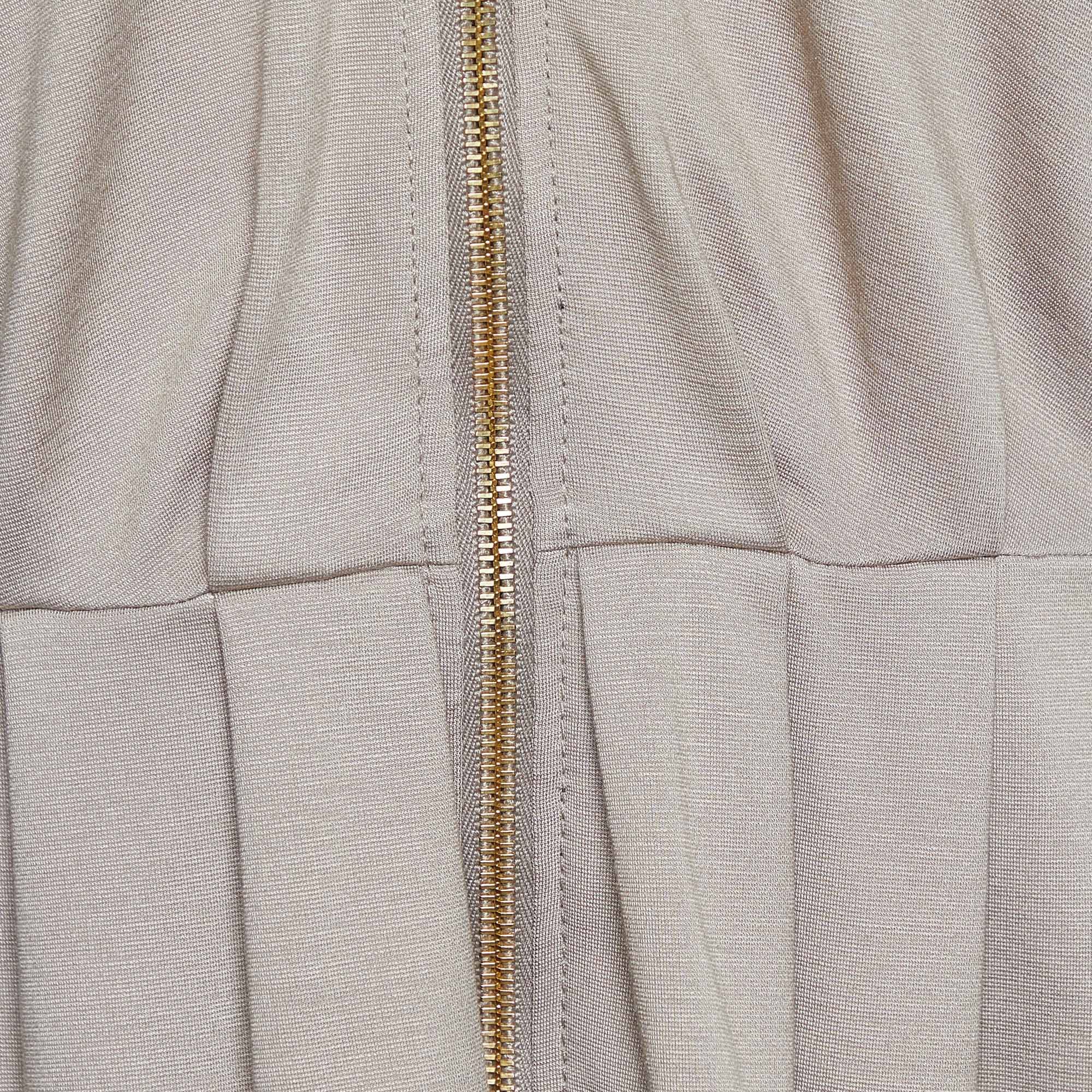 Moschino Beige Knit Zip Front Mini Dress L