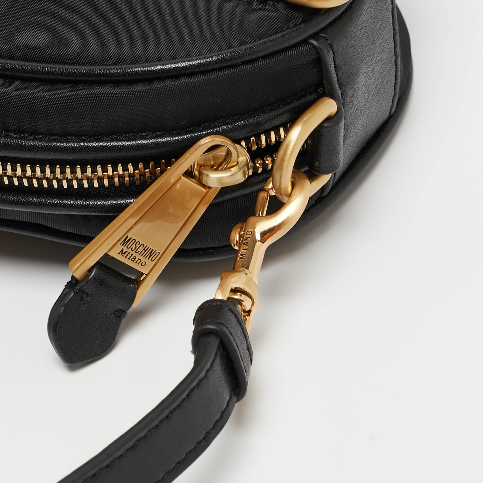 Moschino Black Nylon And Leather Belt Bag