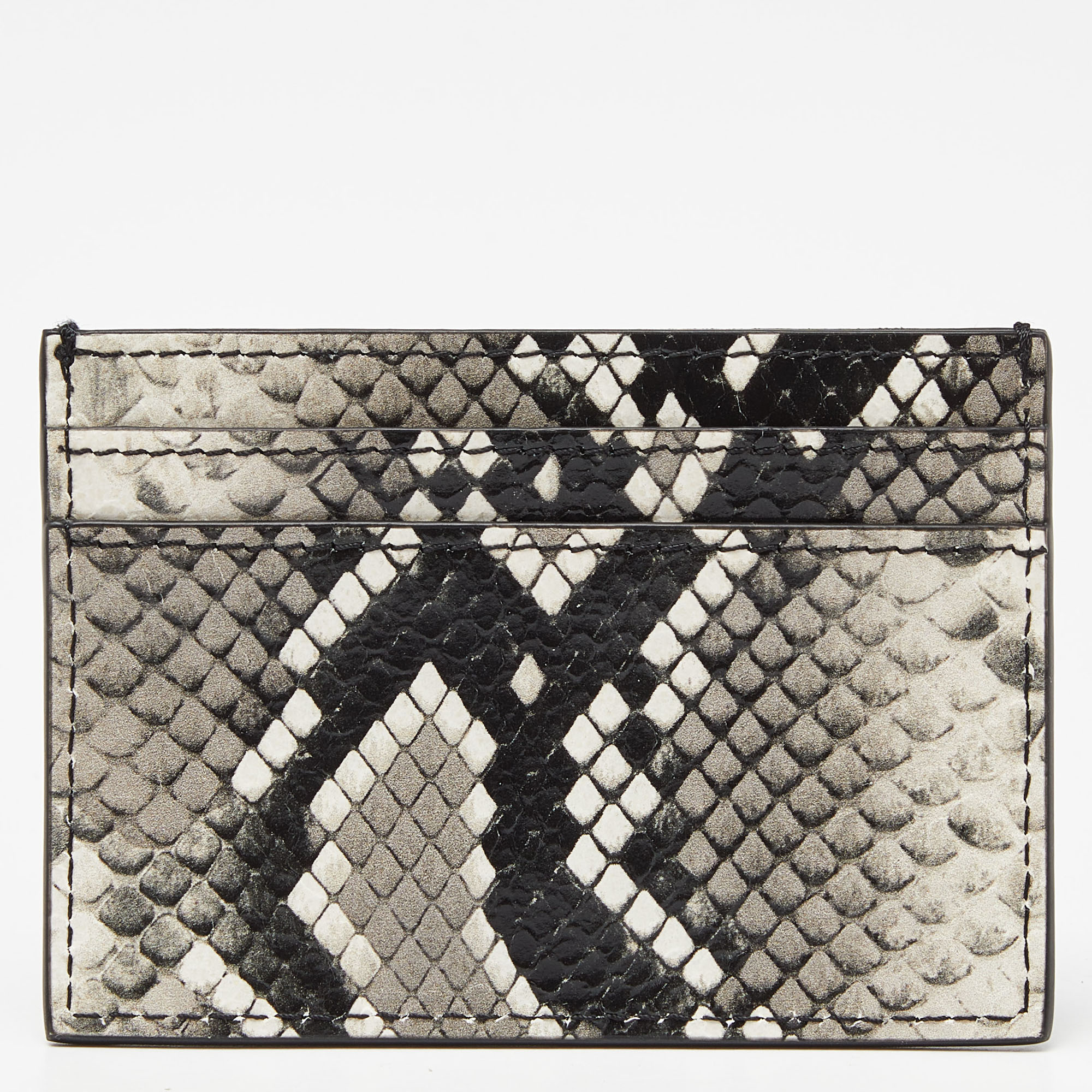 Moschino Grey/White Snakeskin Embossed Leather Card Holder