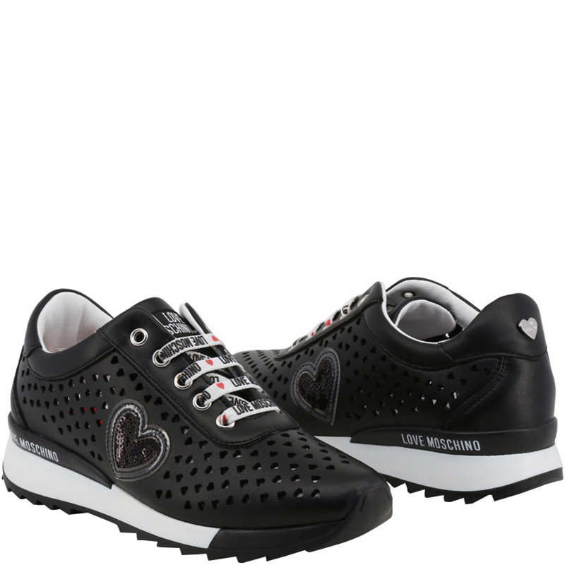 Love Moschino Black Faux Heart Perforated Leather Platform Lace Up Sneakers Size
Love Moschino Black Faux Heart Perforated Leather Platform Lace Up Sneakers Size