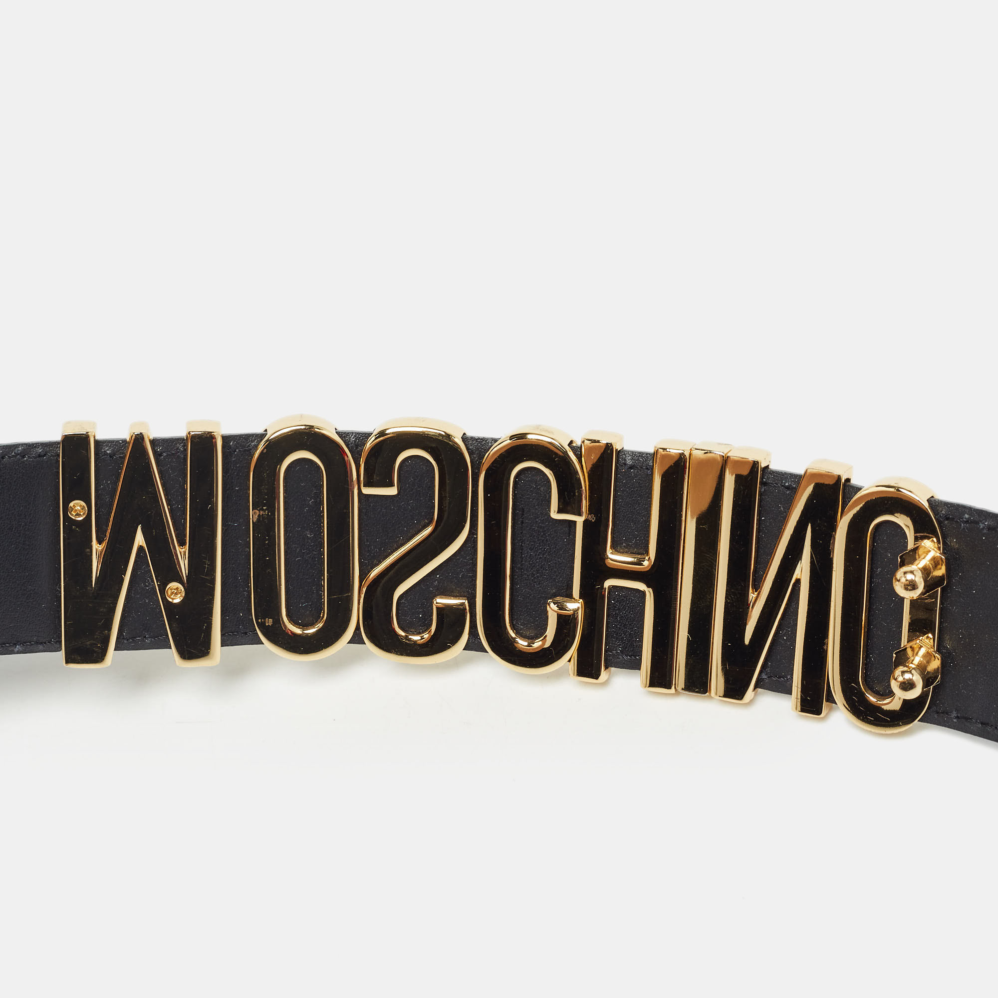 Moschino Black Leather Classic Logo Belt 95 CM