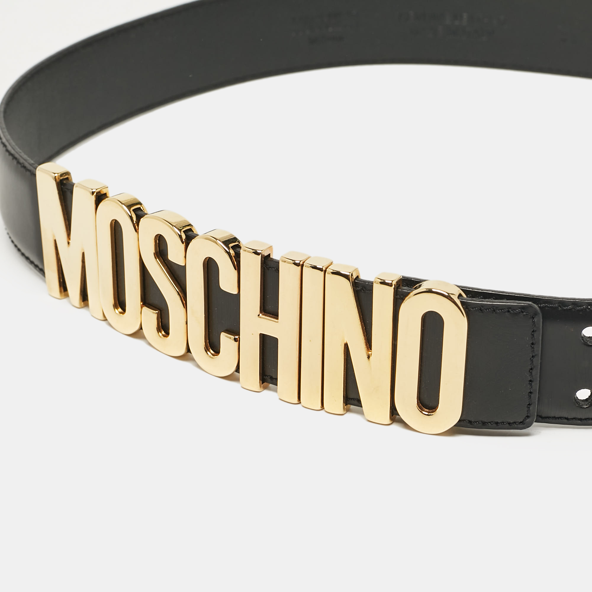 Moschino Black Leather Classic Logo Belt 85 CM