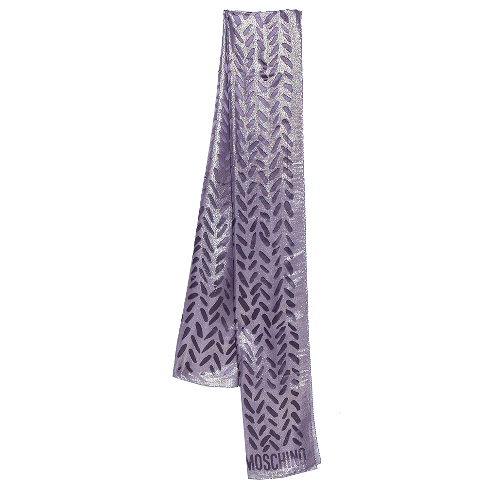 Image of Moschino Purple & Gold Lurex Devore Scarf