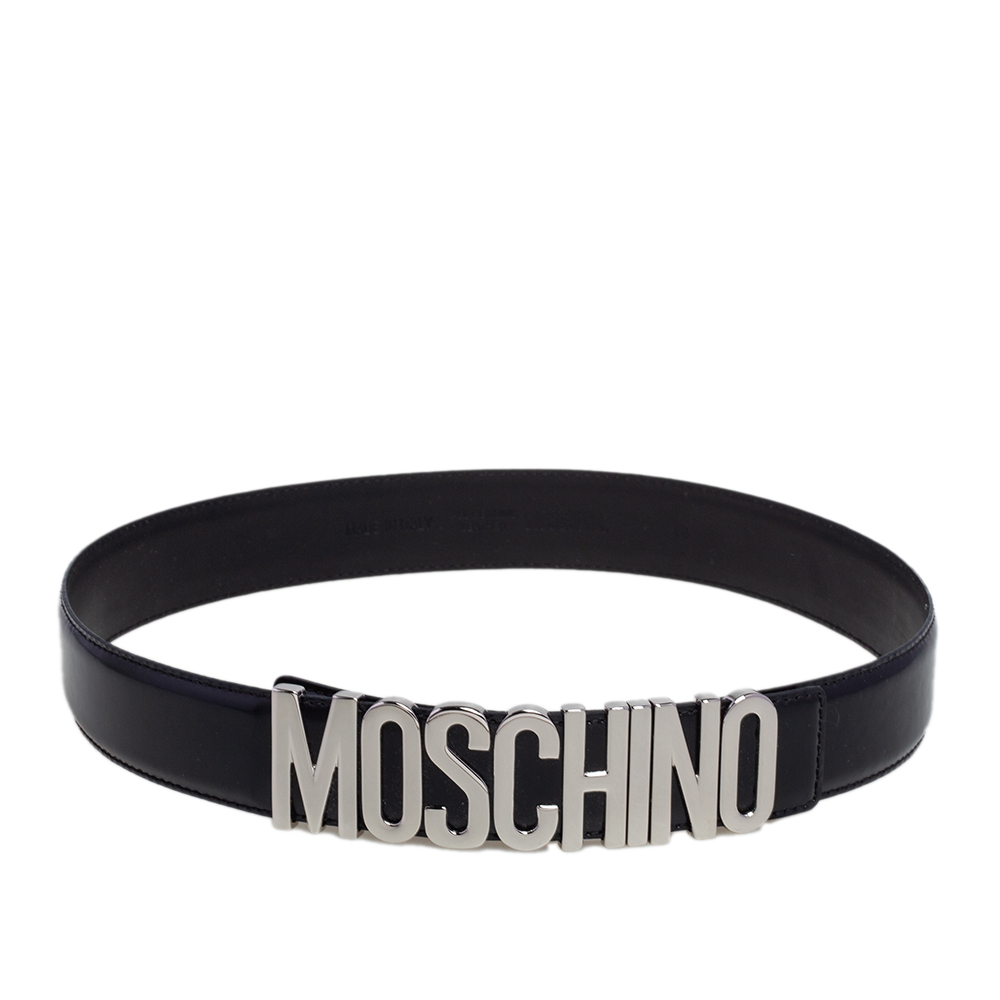 Moschino Black Leather Classic Logo Belt 95 CM