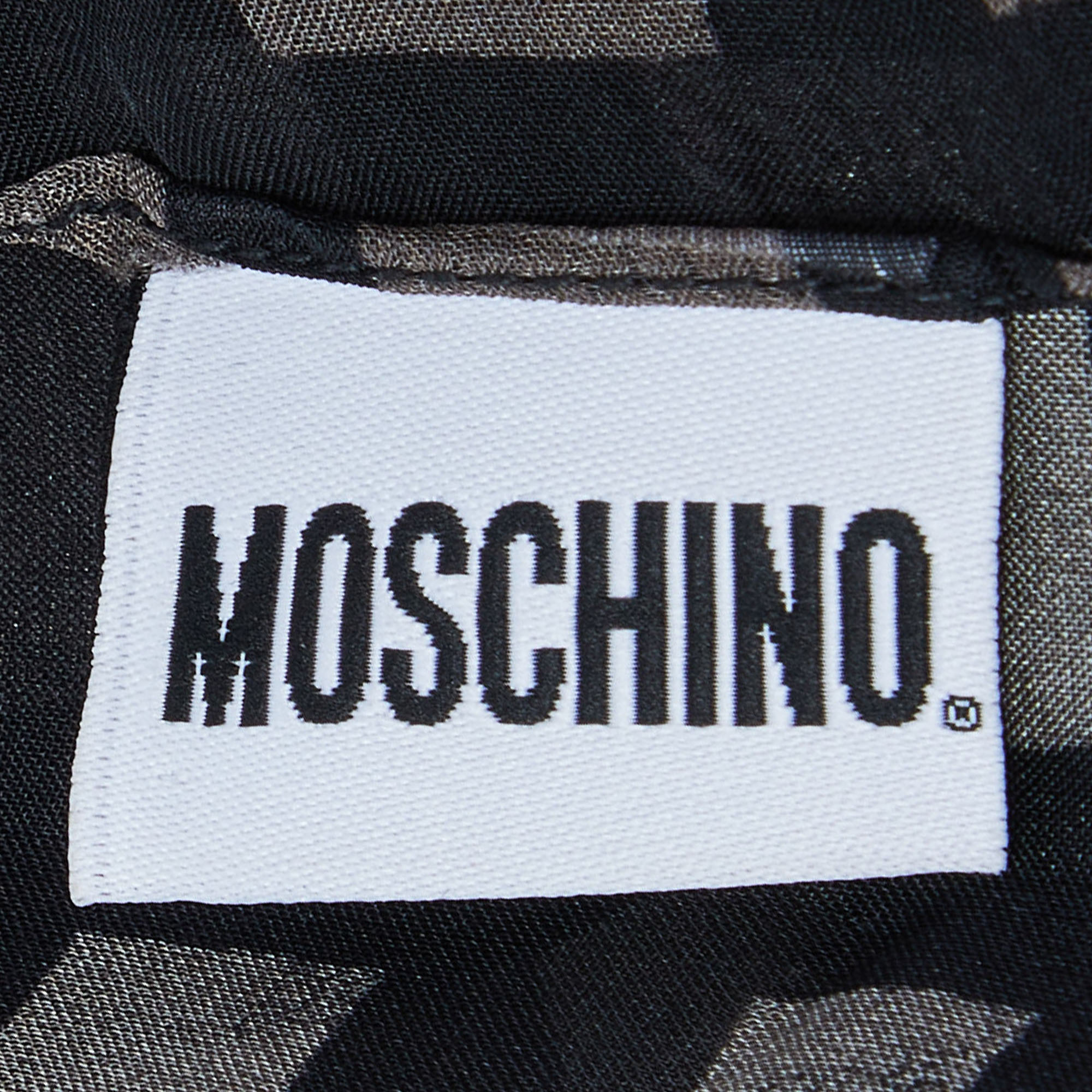 Moschino Black Moschinomiao Printed Silk Scarf